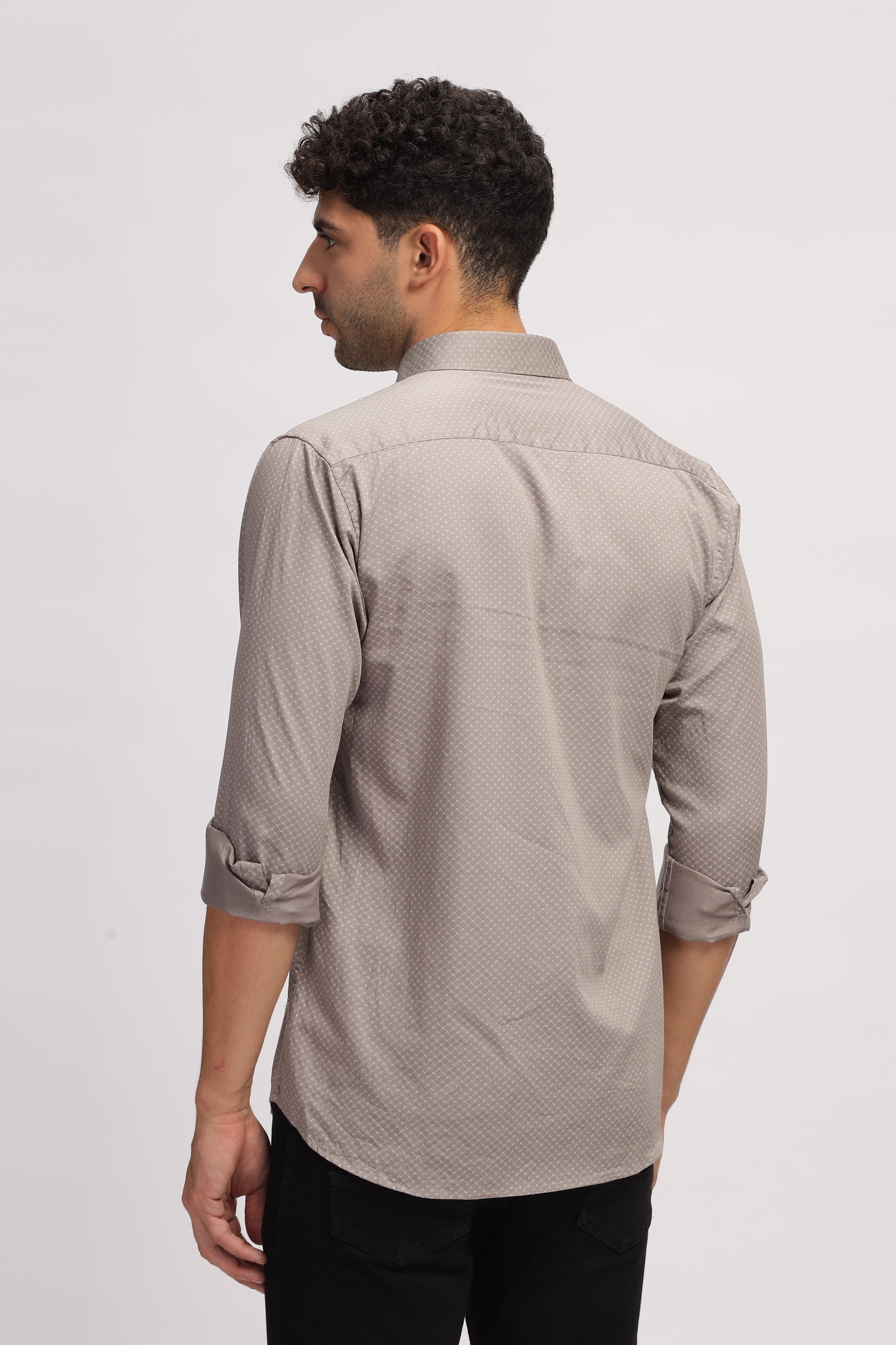 Solid casual printed grey shirt