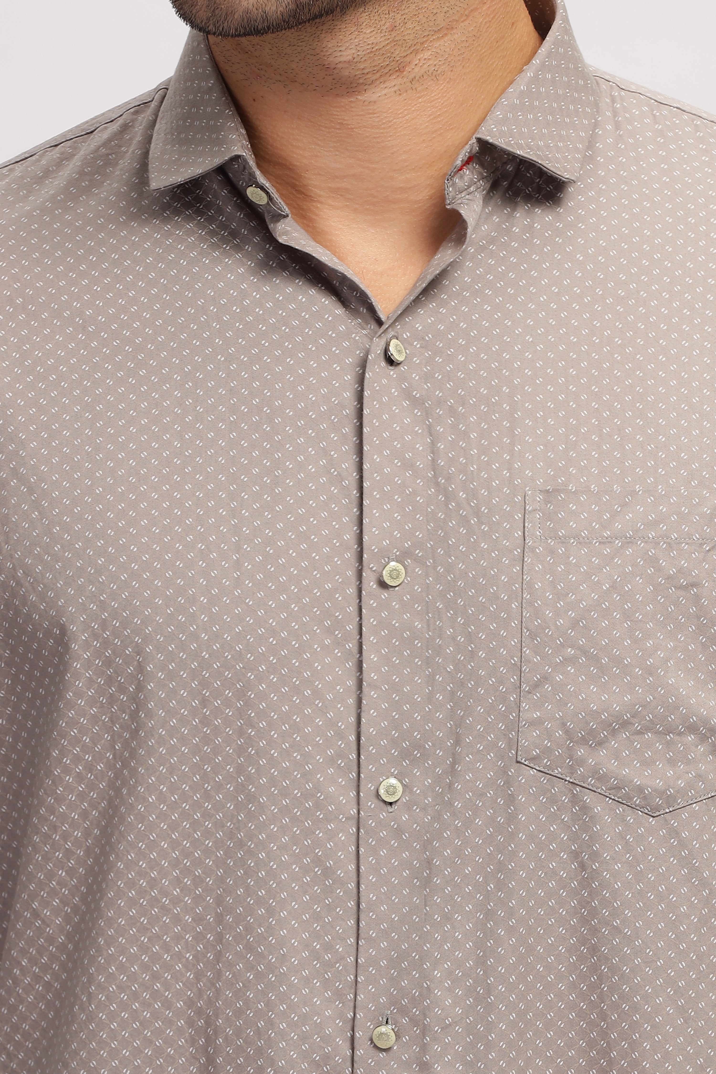 Solid casual printed grey shirt