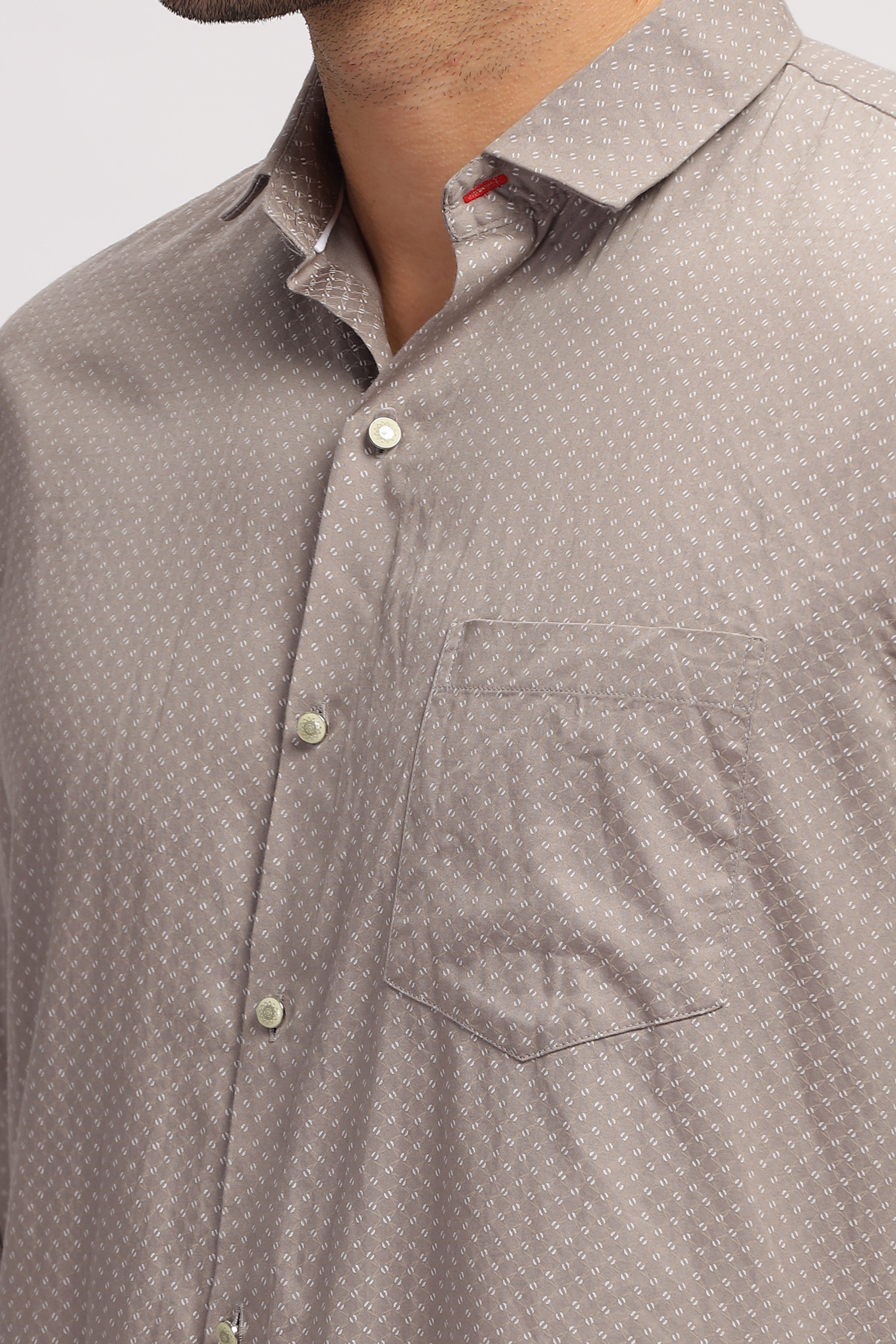 Solid casual printed grey shirt