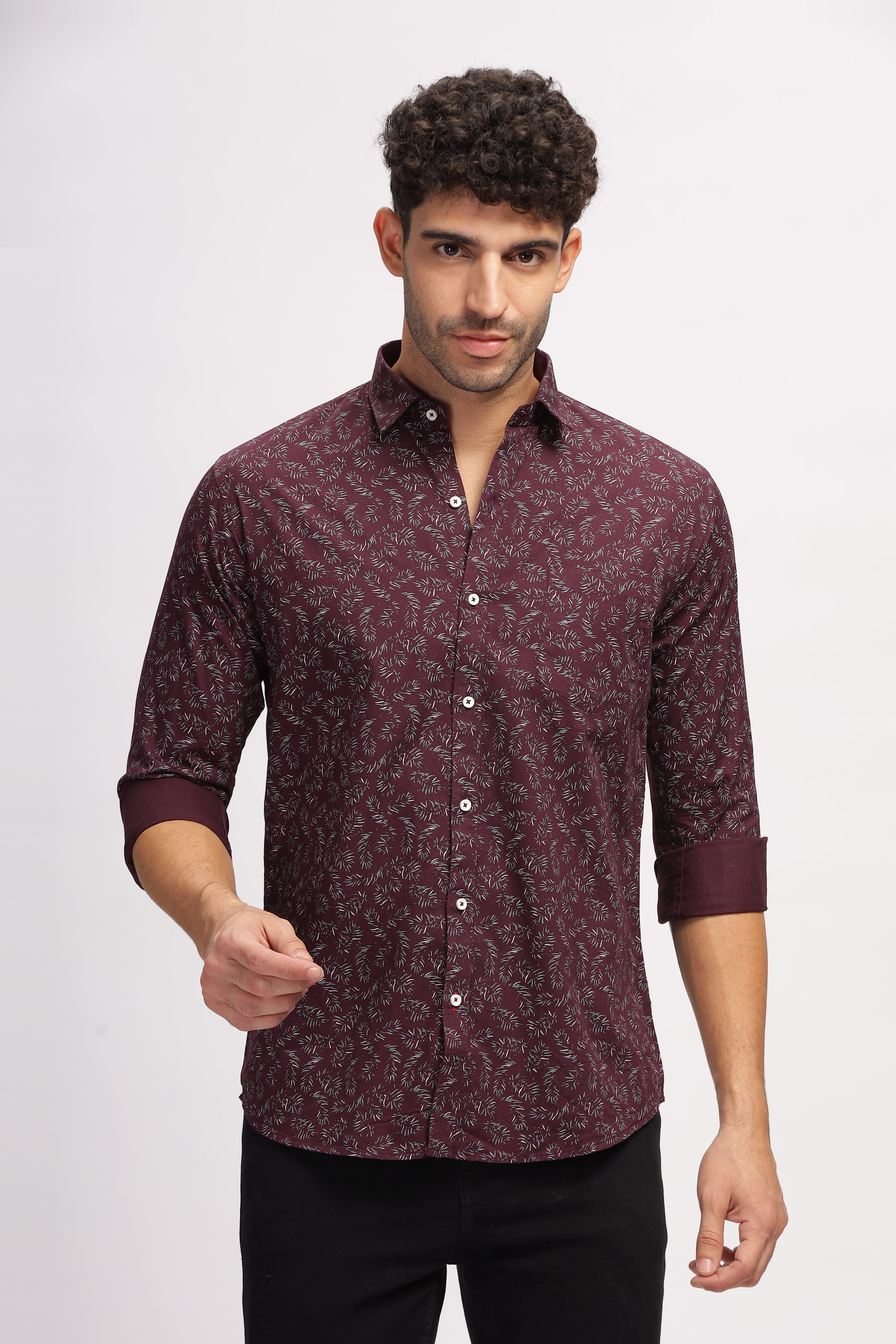 Maroon Regular Printed shirt