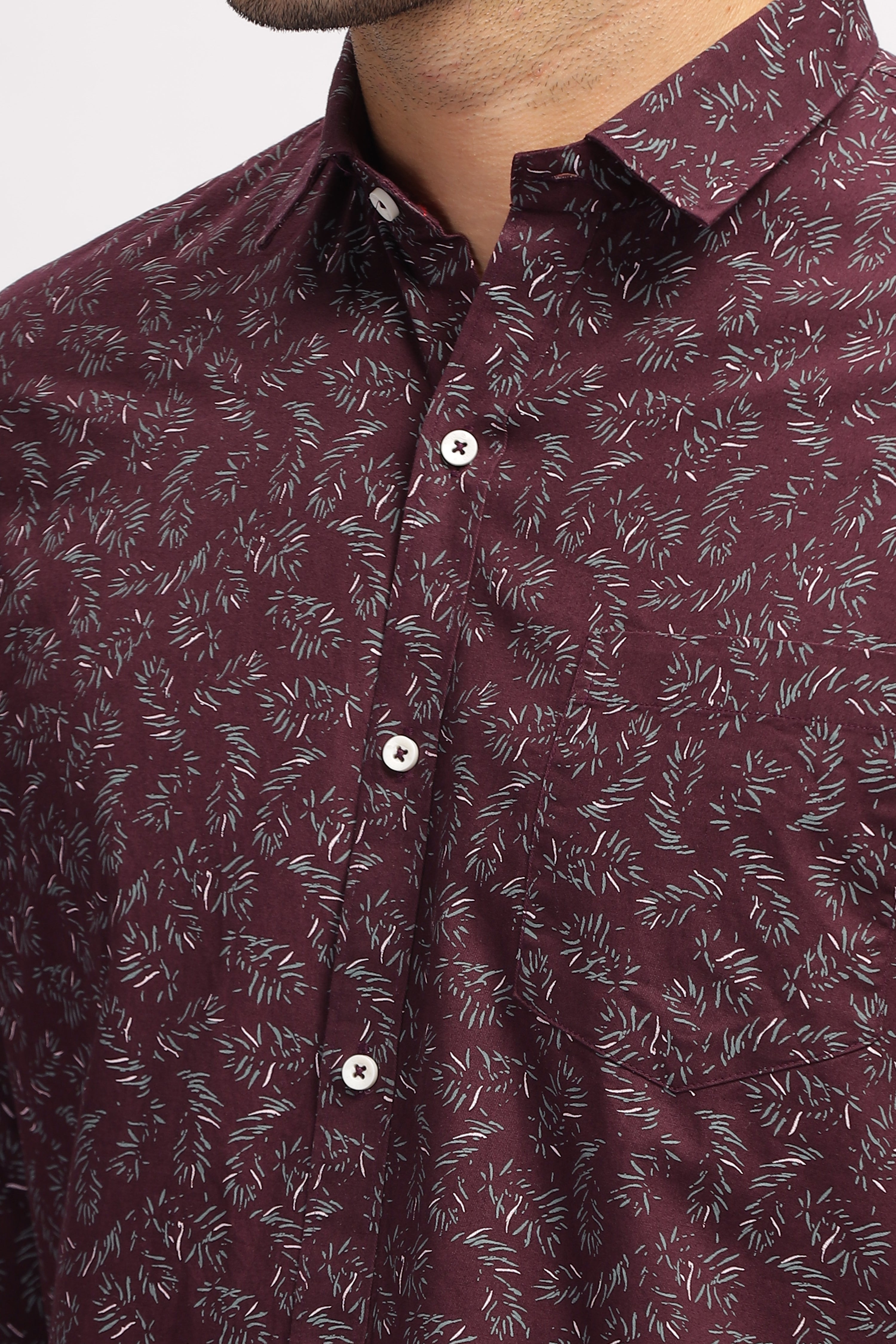 Maroon Regular Printed shirt