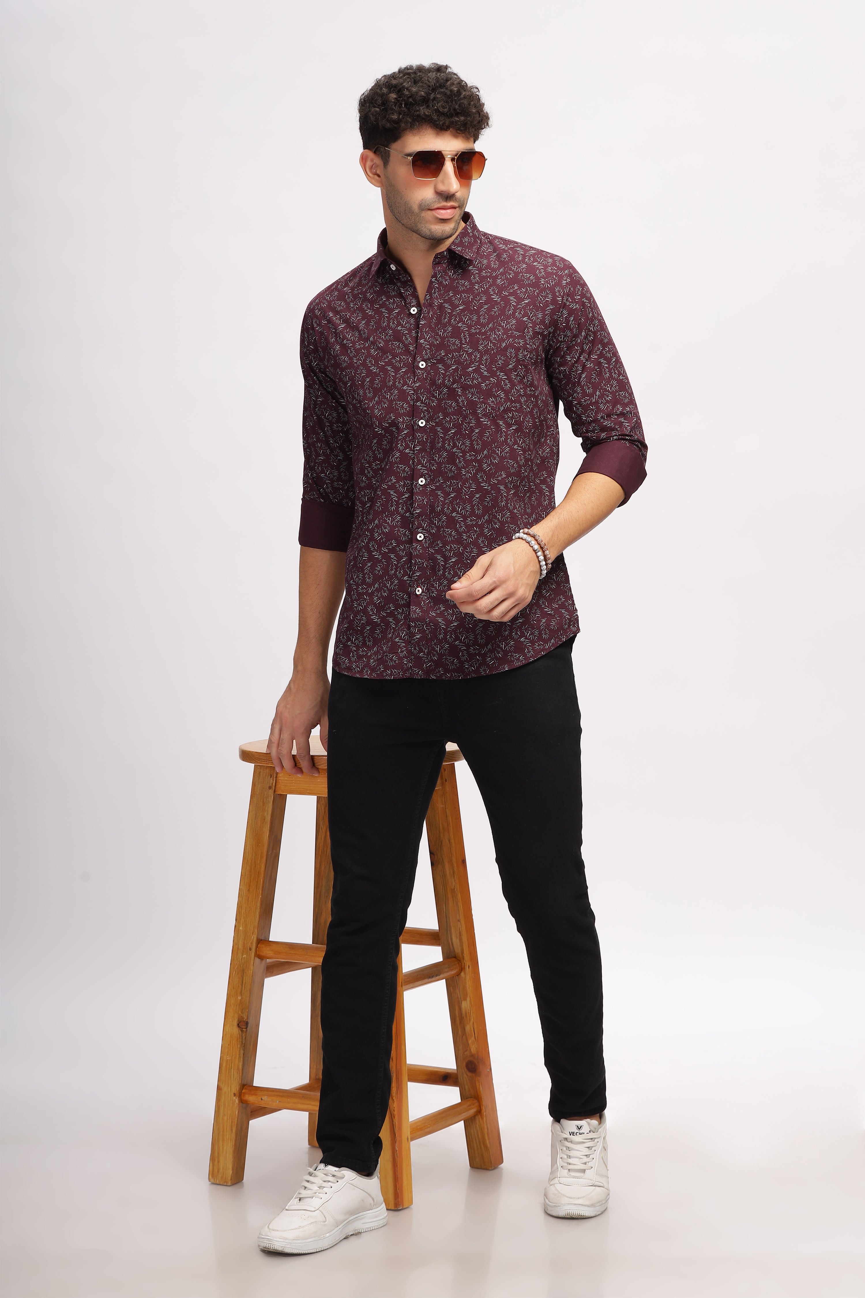 Maroon Regular Printed shirt