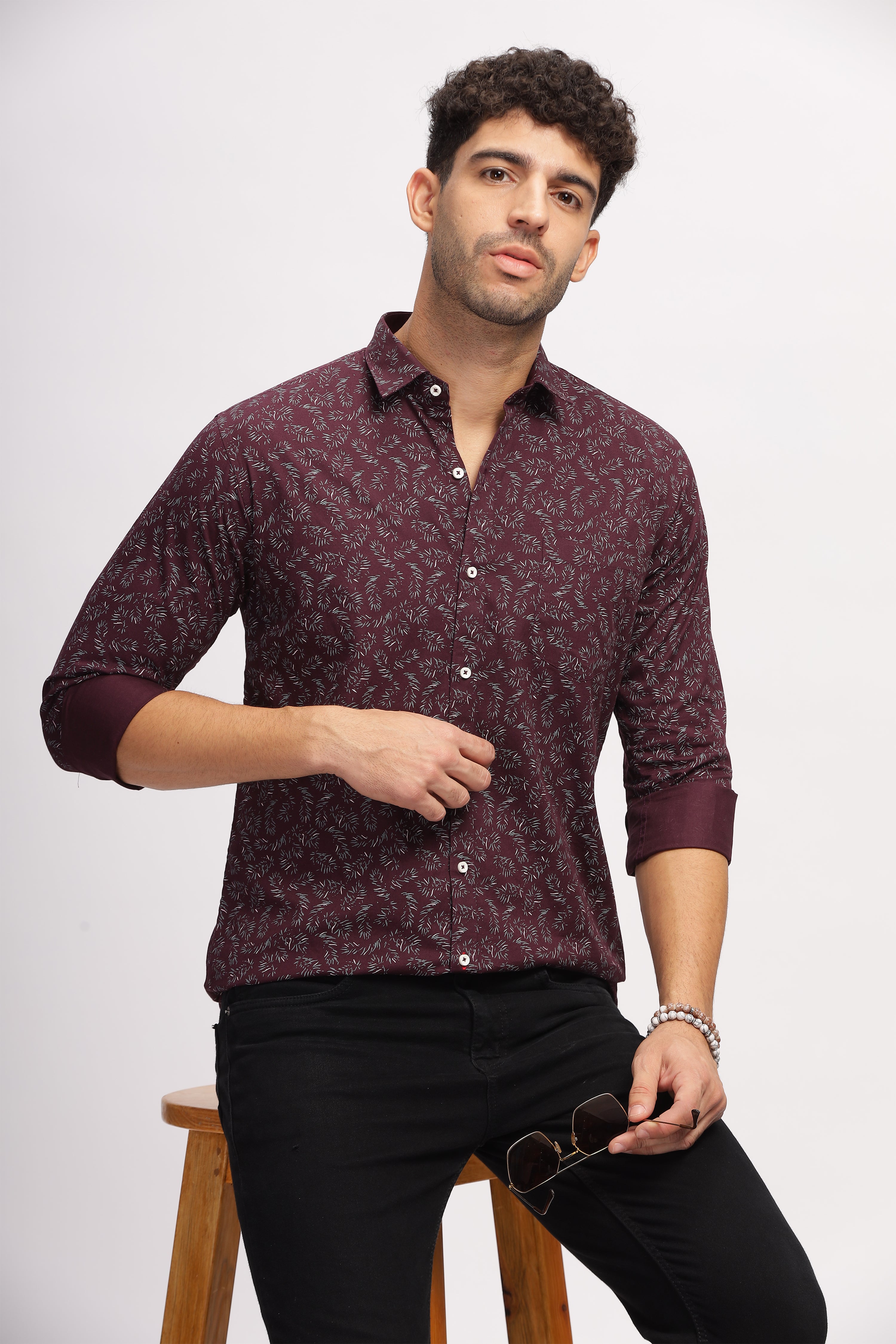 Maroon Regular Printed shirt