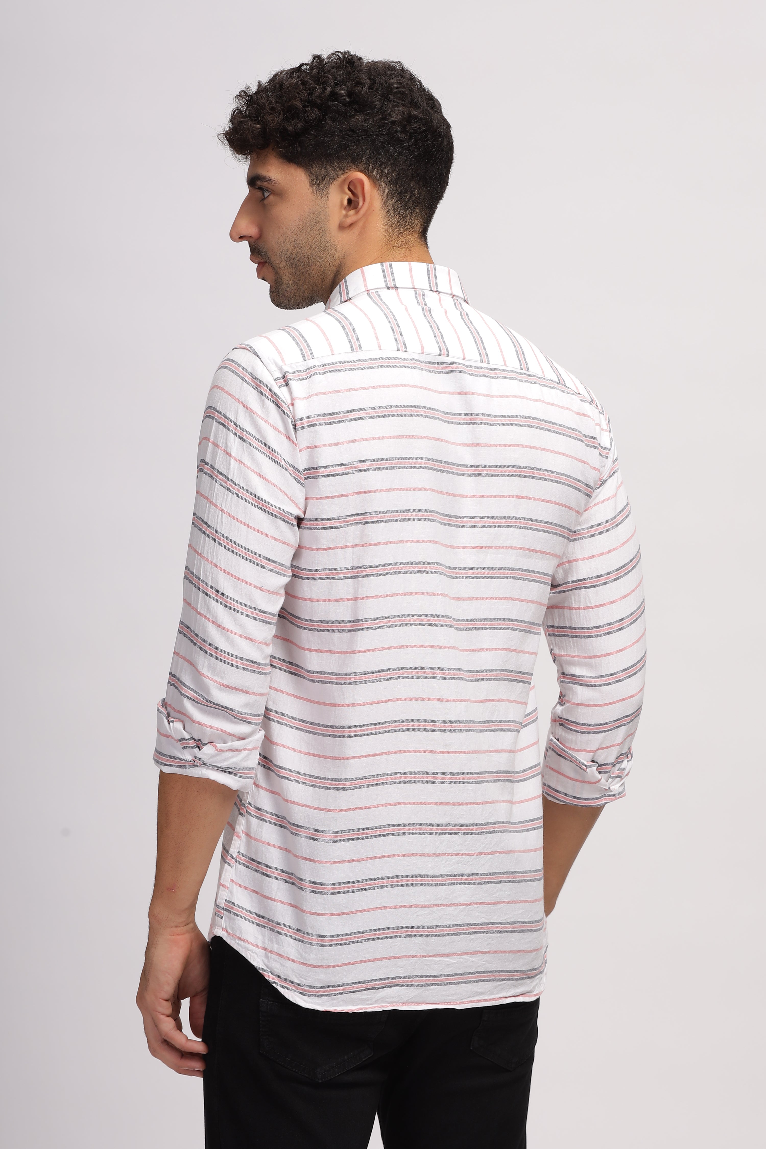 Striped White fit shirt for Men