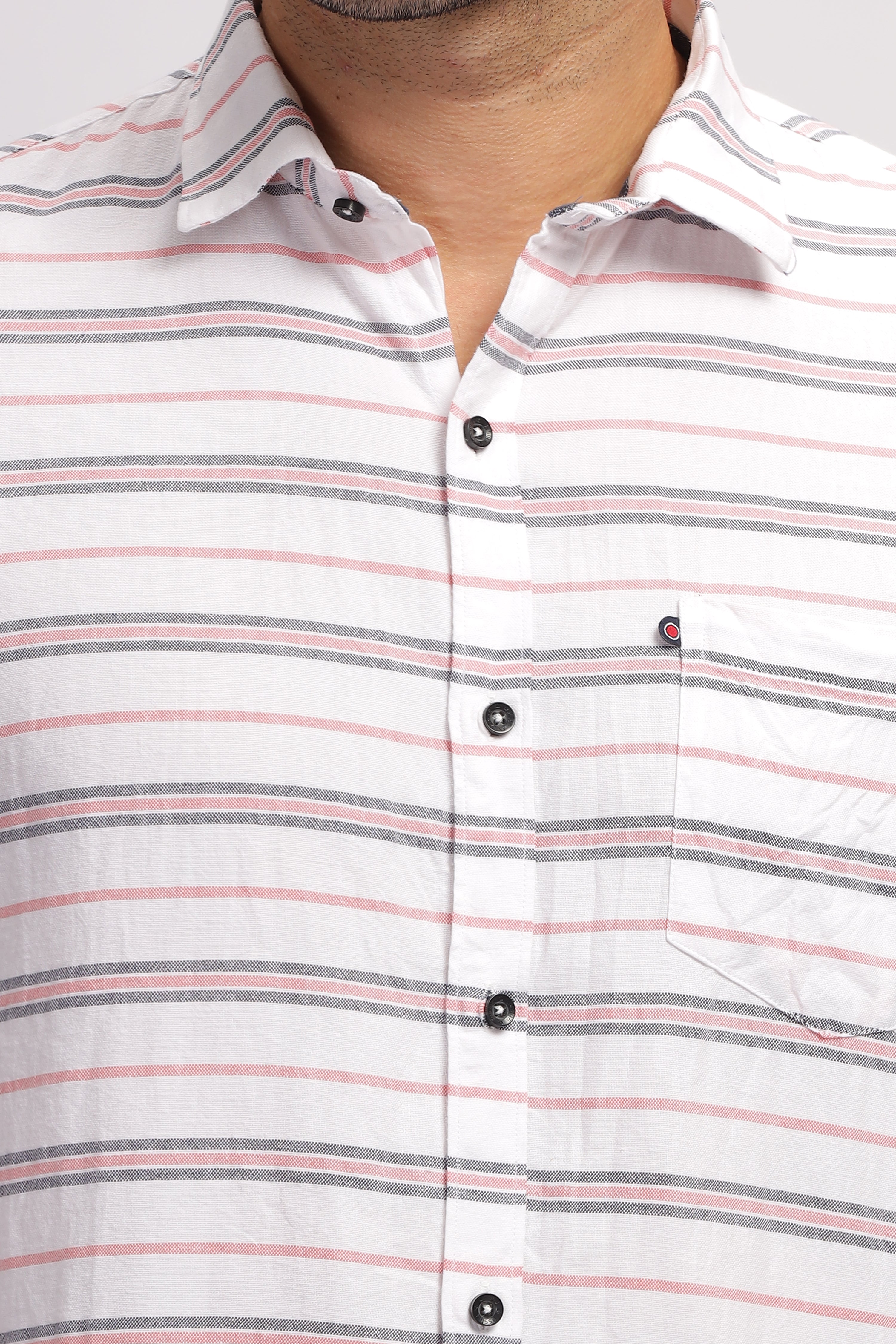 Striped White fit shirt for Men