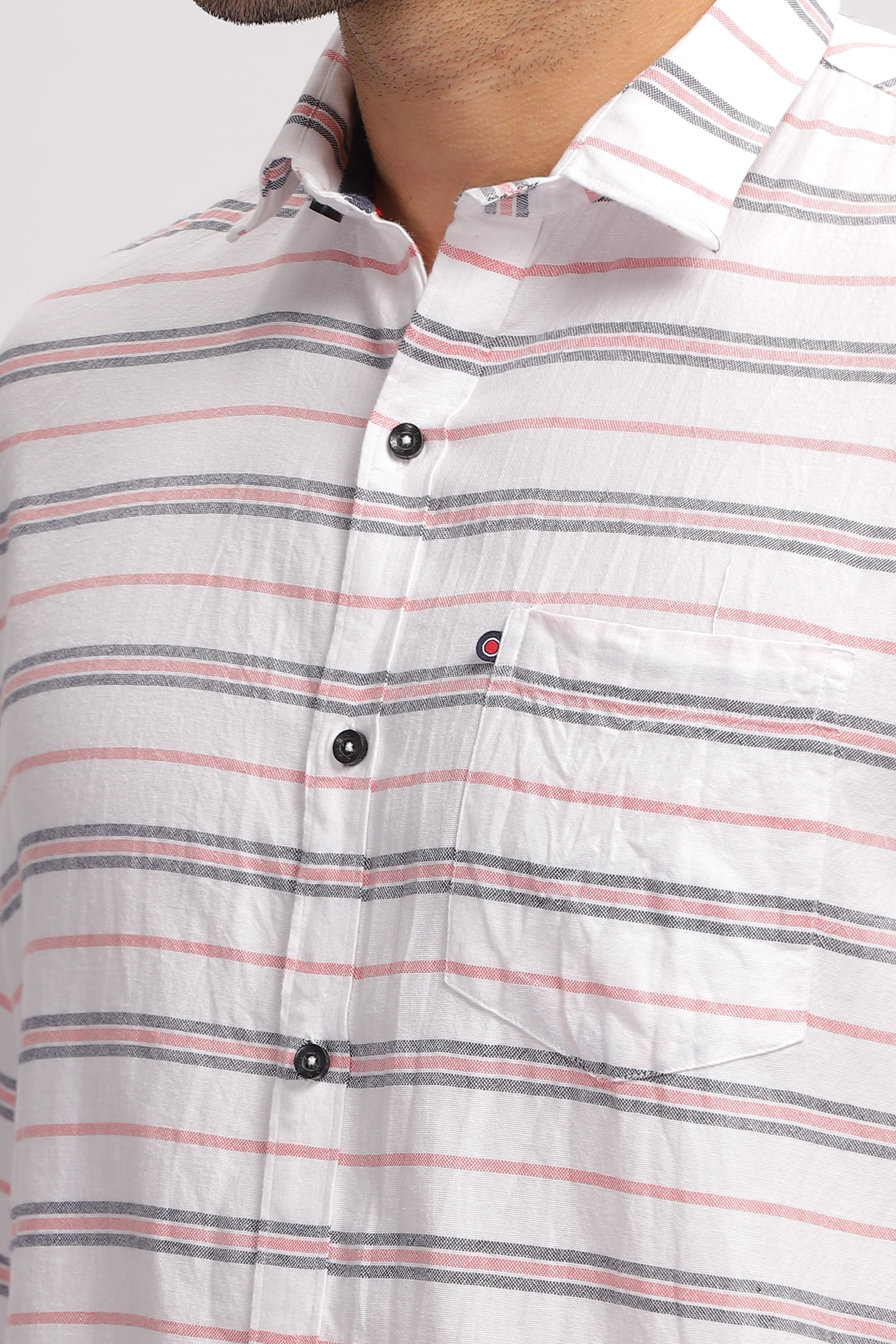 Striped White fit shirt for Men