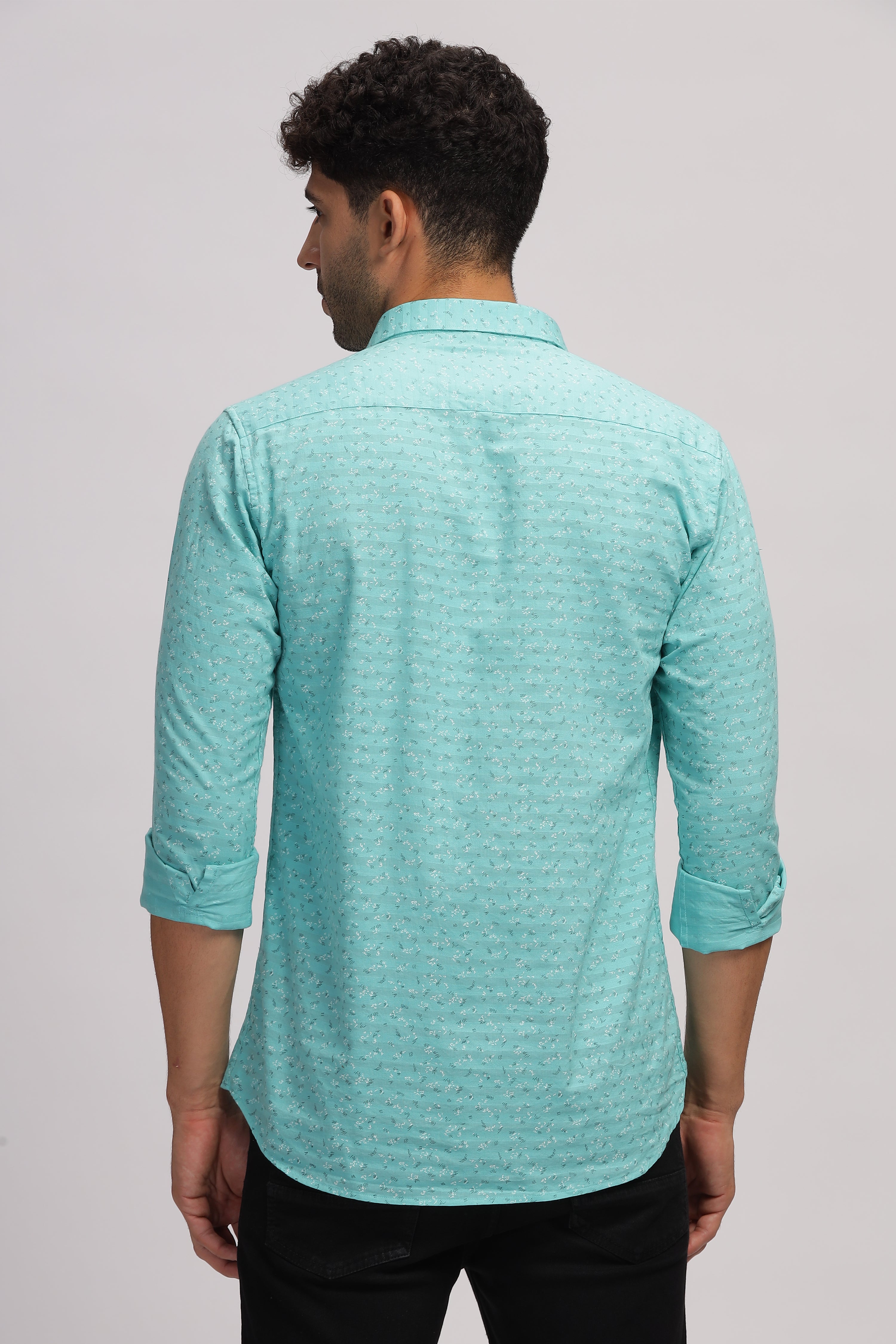 Printed slim fit Blue shirt