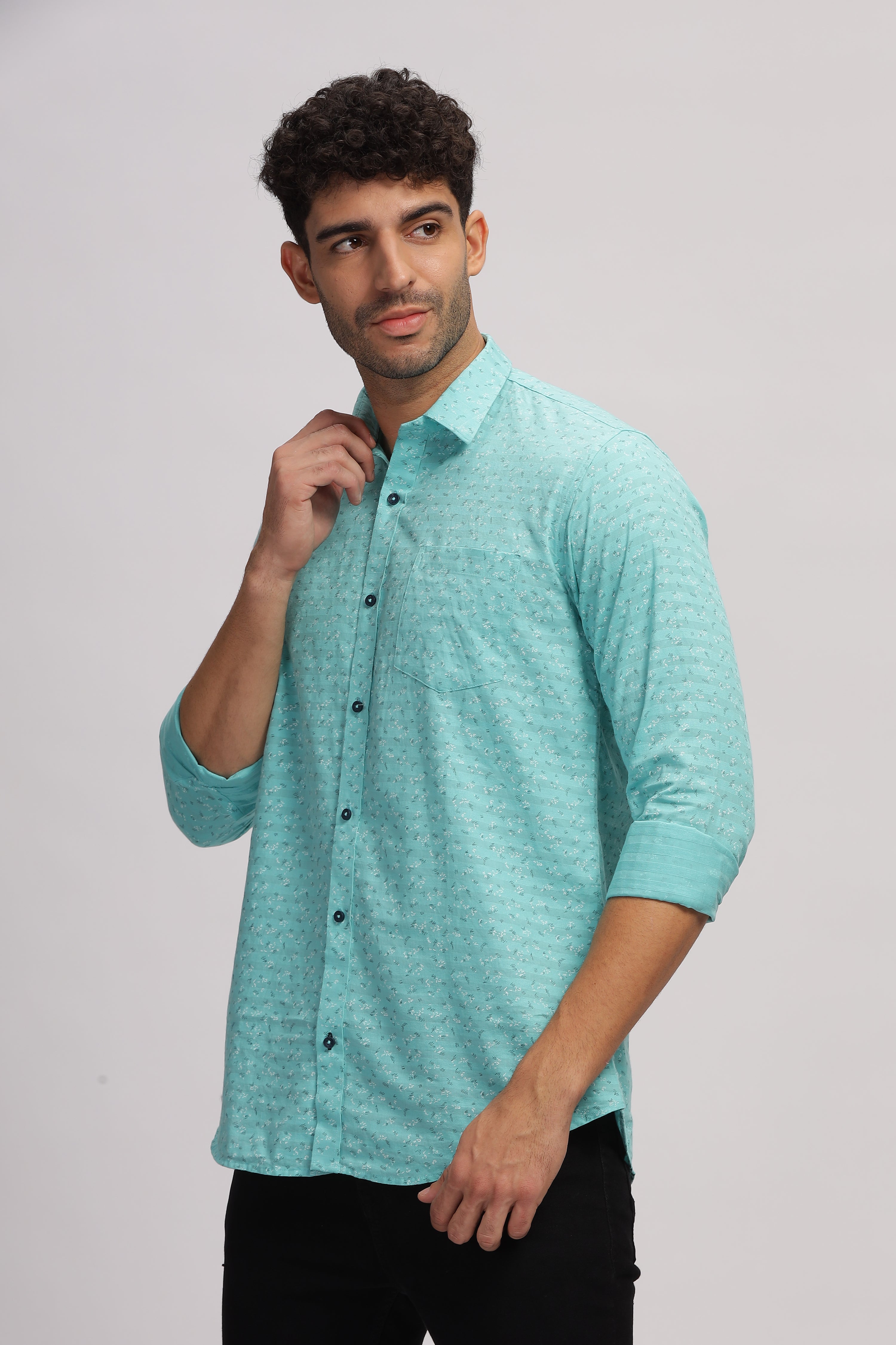 Printed slim fit Blue shirt