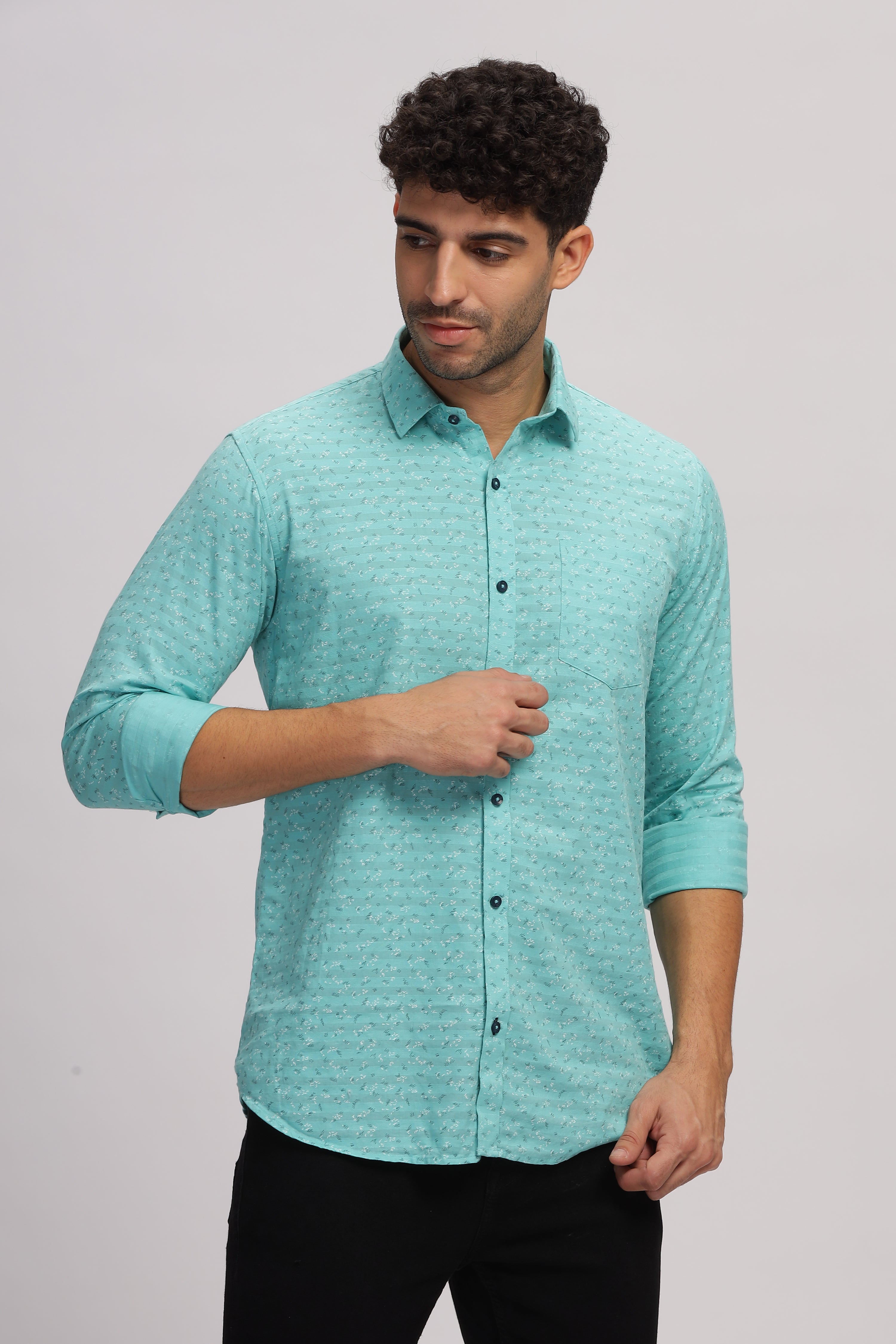 Printed slim fit Blue shirt