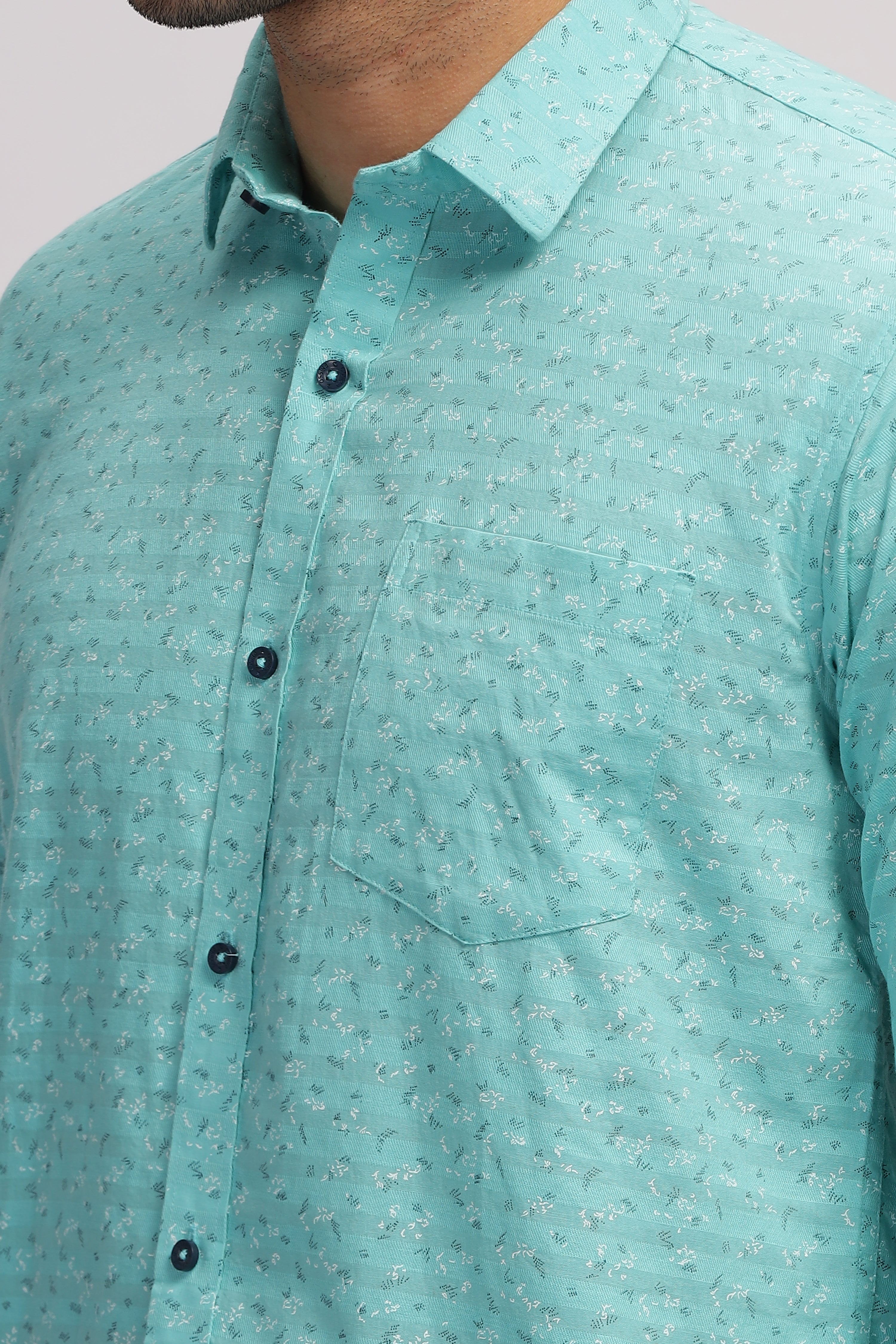 Printed slim fit Blue shirt