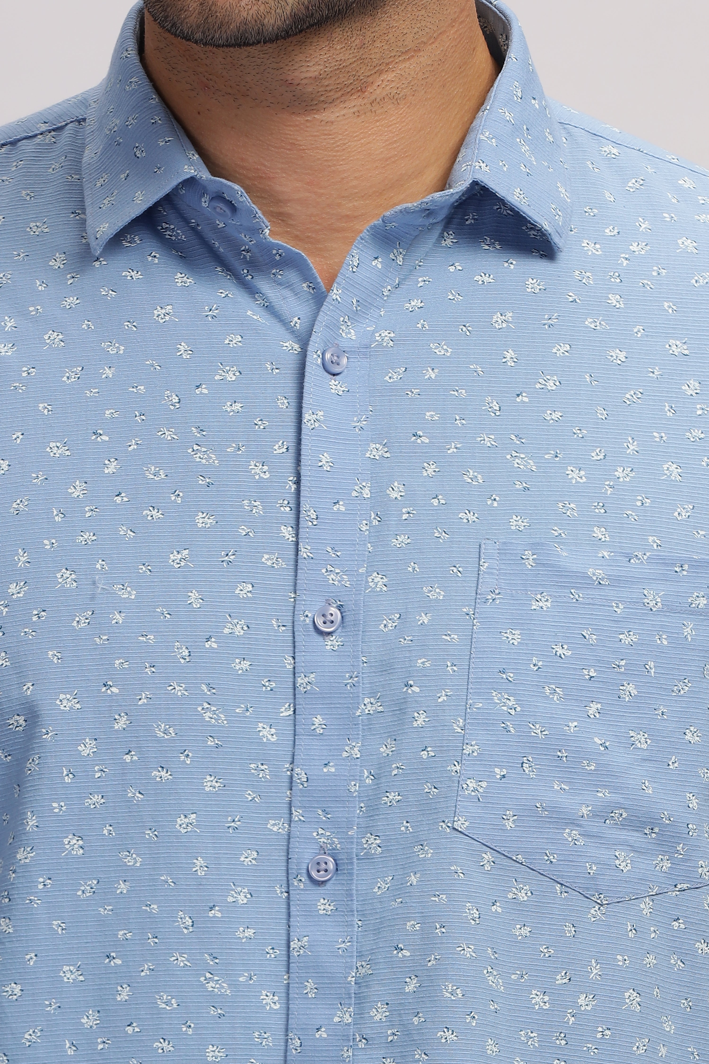 Blue Floral Printed Shirt