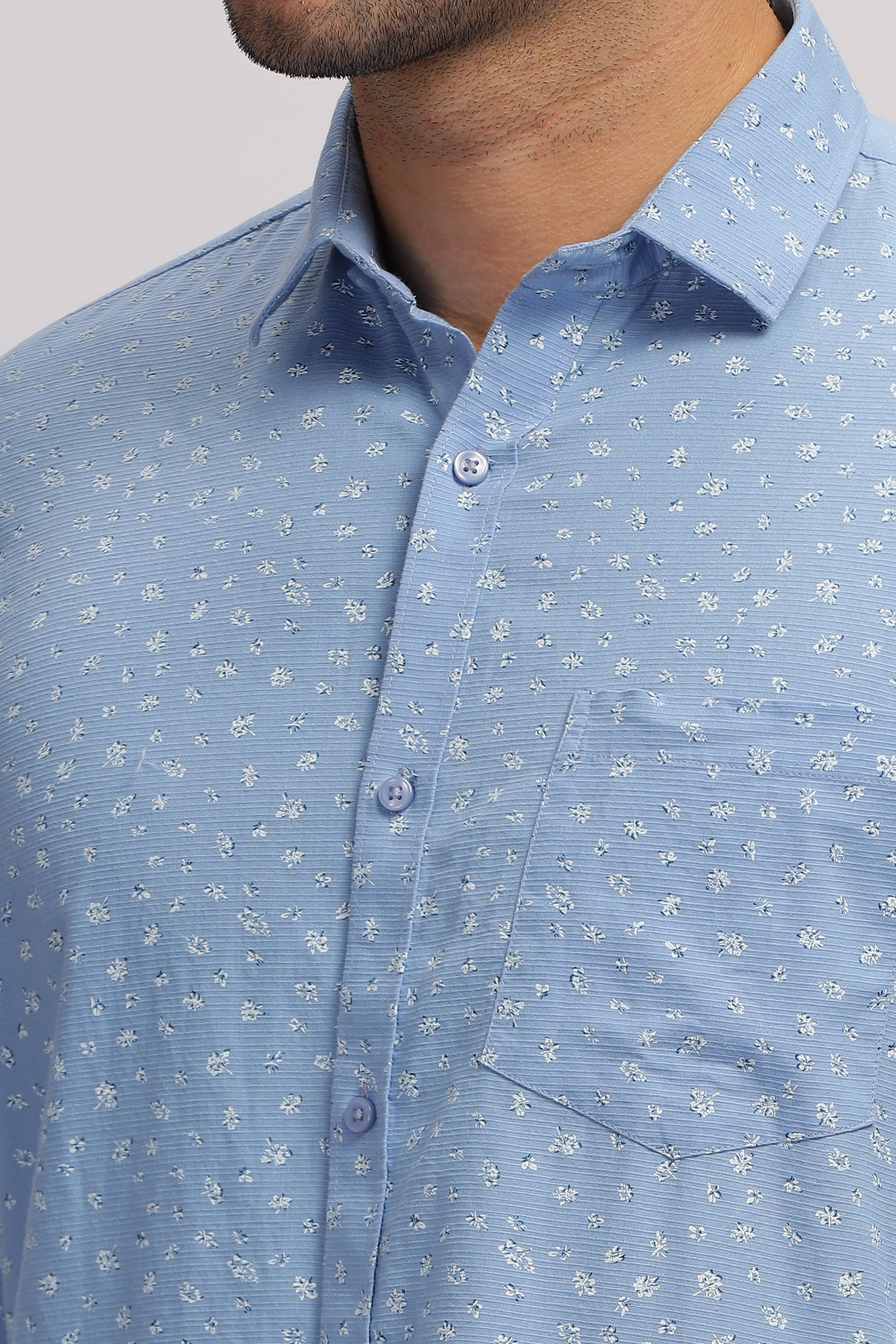 Blue Floral Printed Shirt