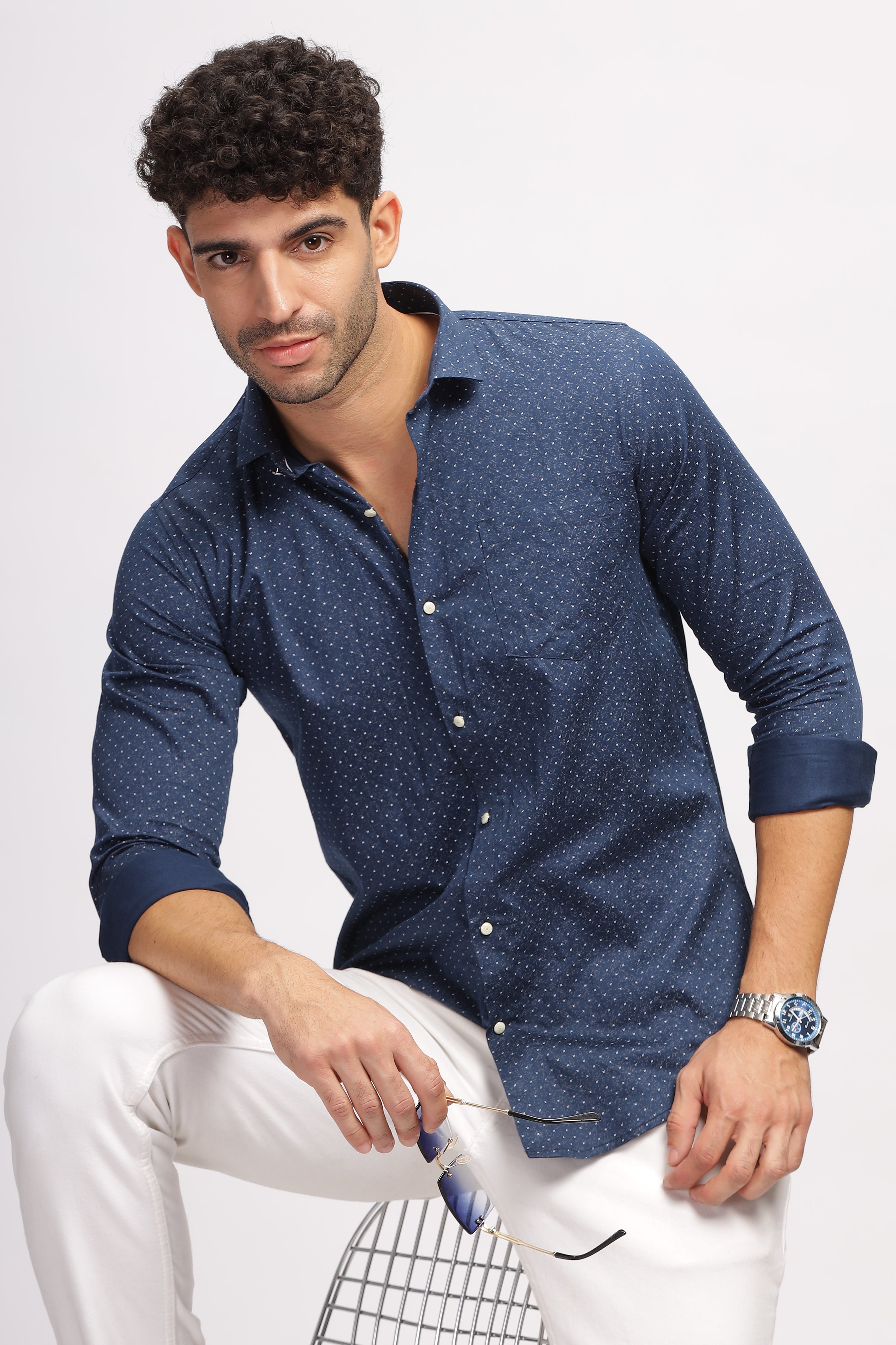 Blue Dotted Print shirt