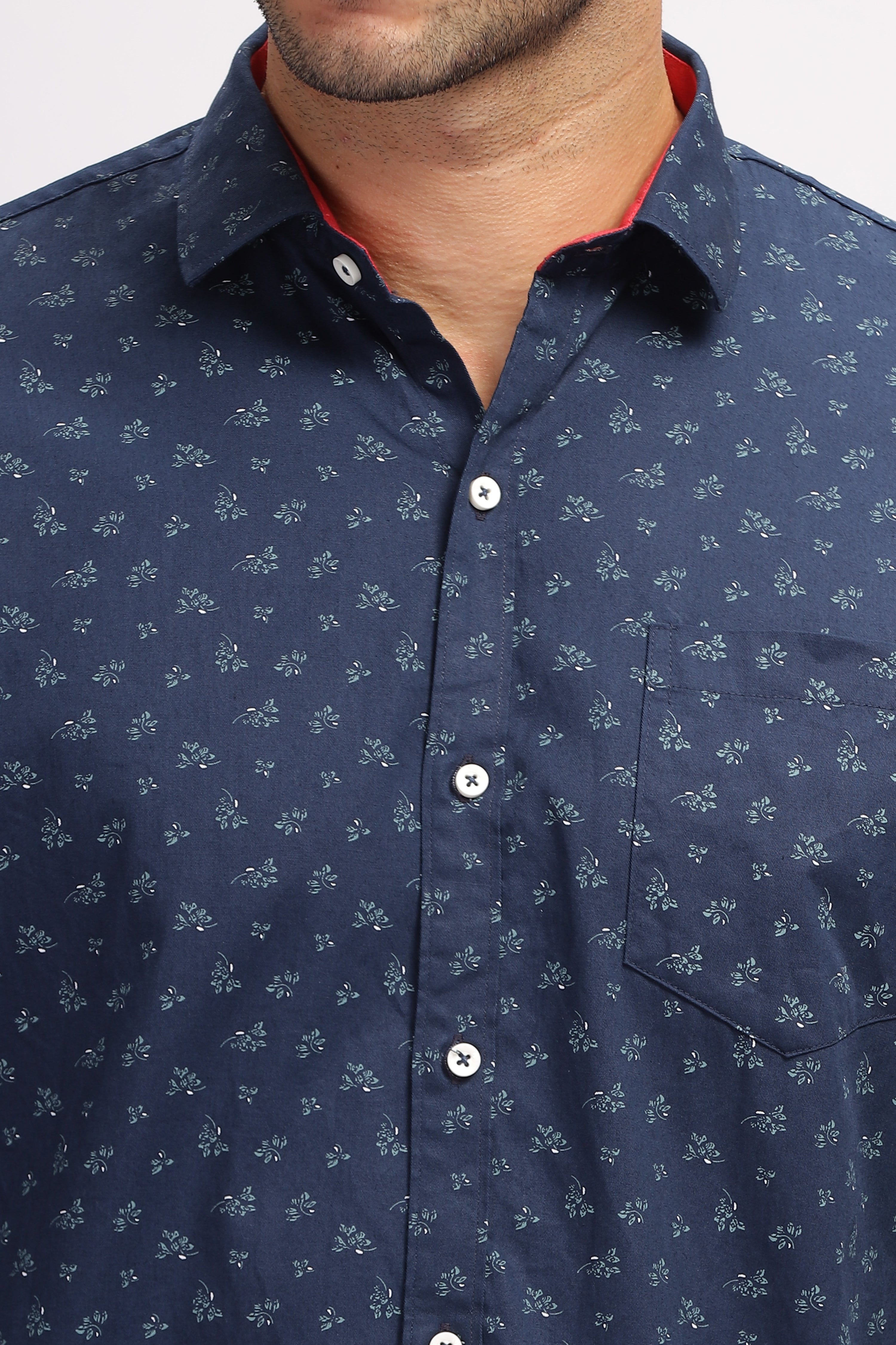 Floral Printed Blue Shirt