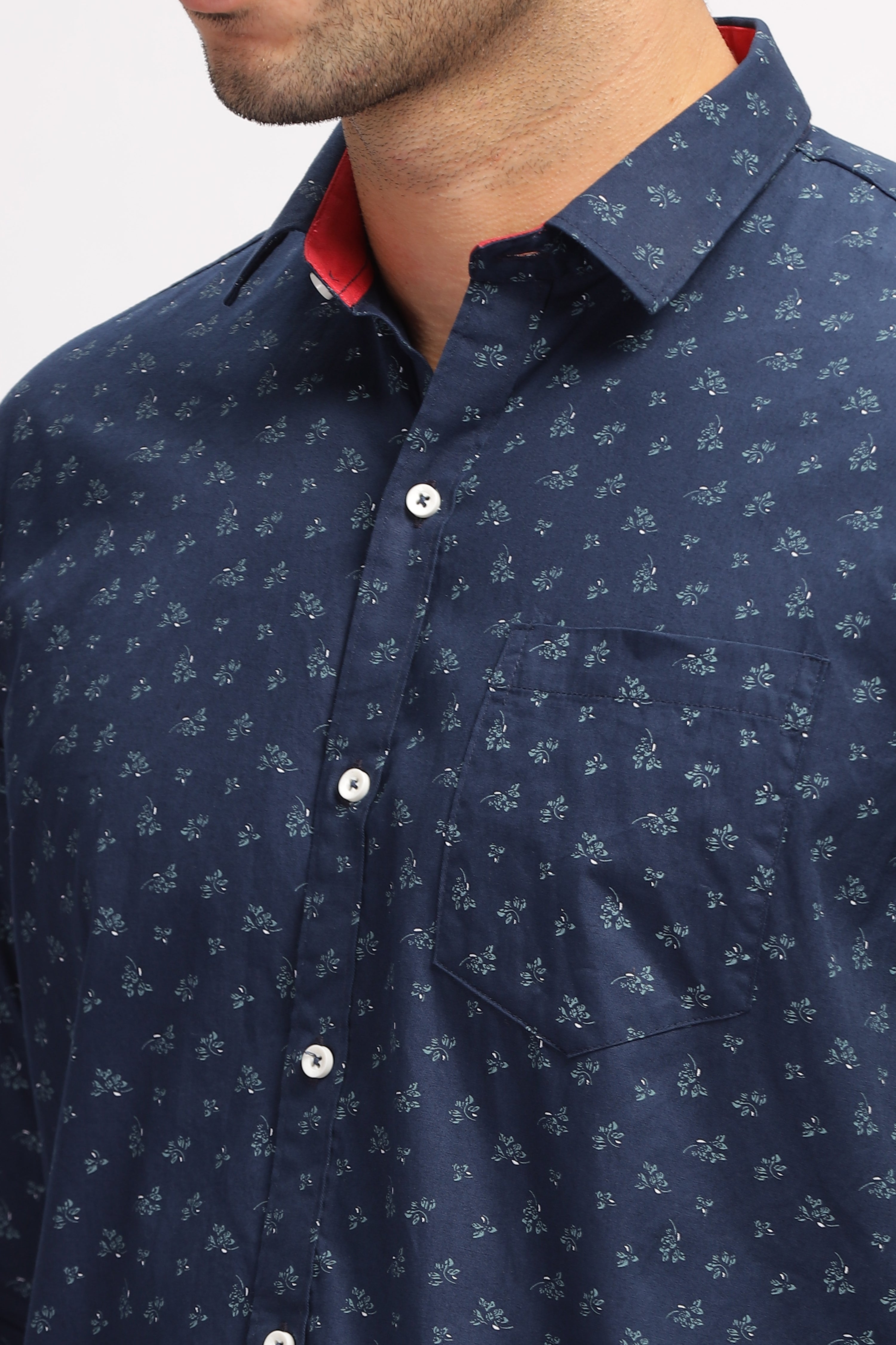 Floral Printed Blue Shirt