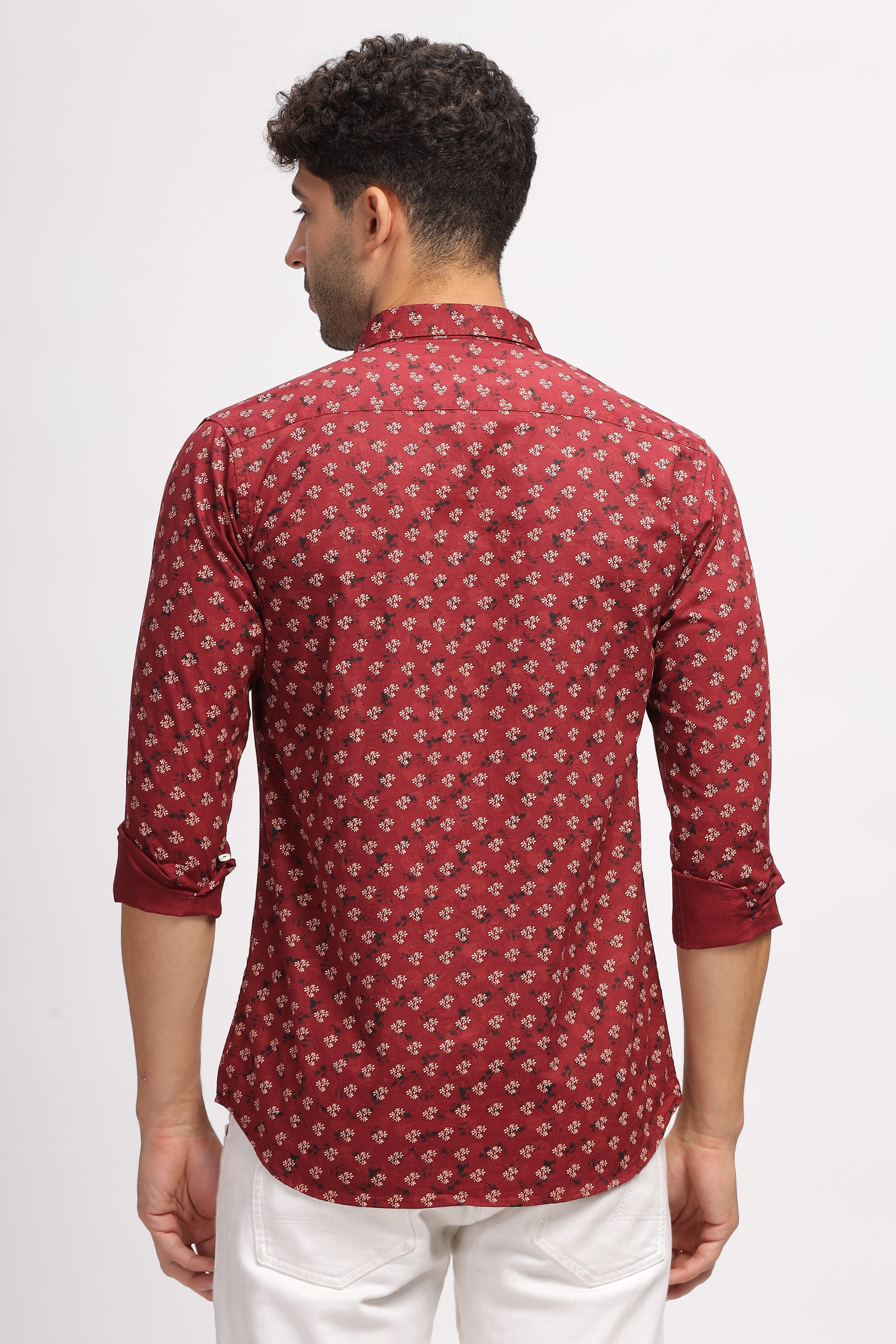 Floral Printed Maroon Shirt