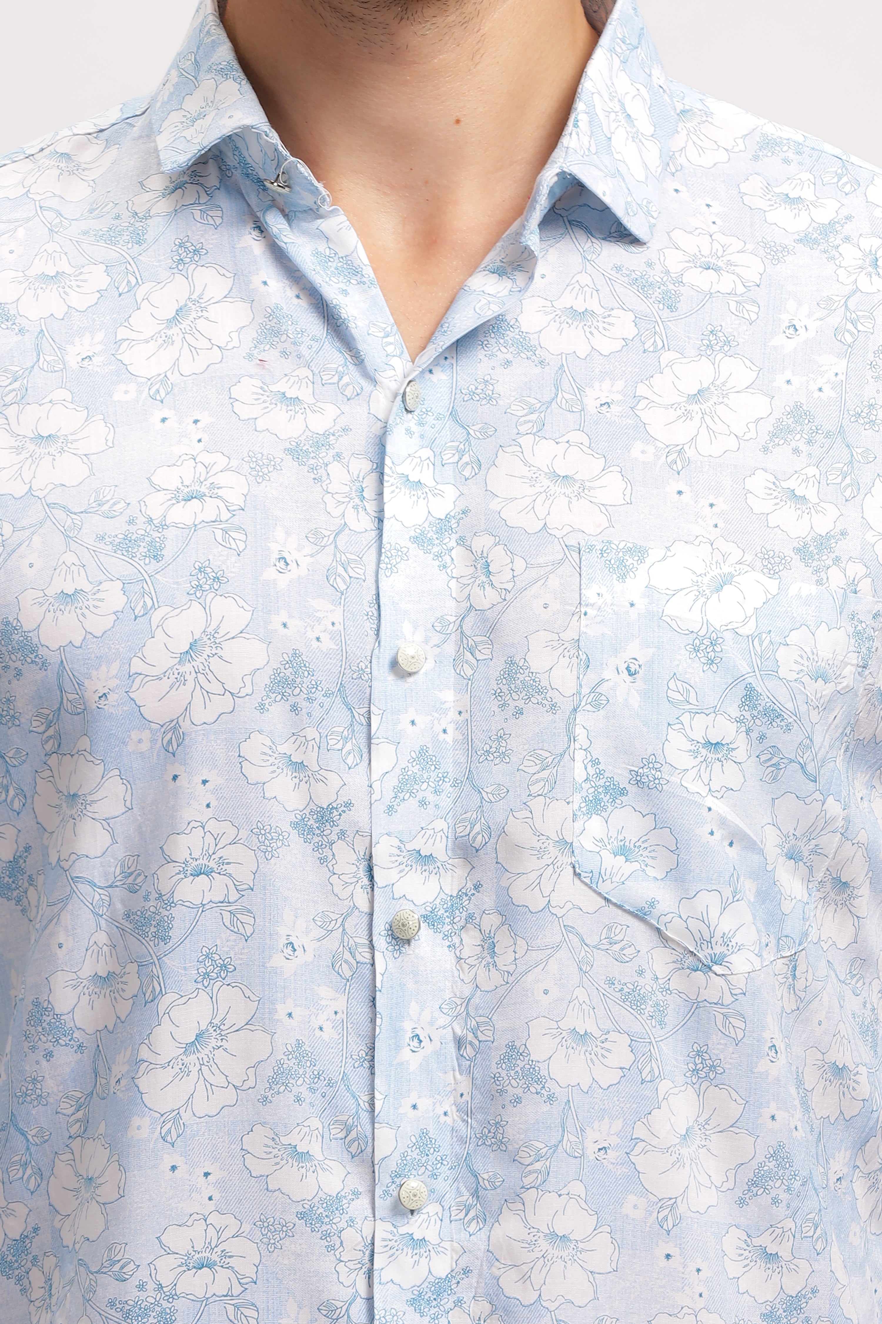 Crushed Floral Effective Blue shirt