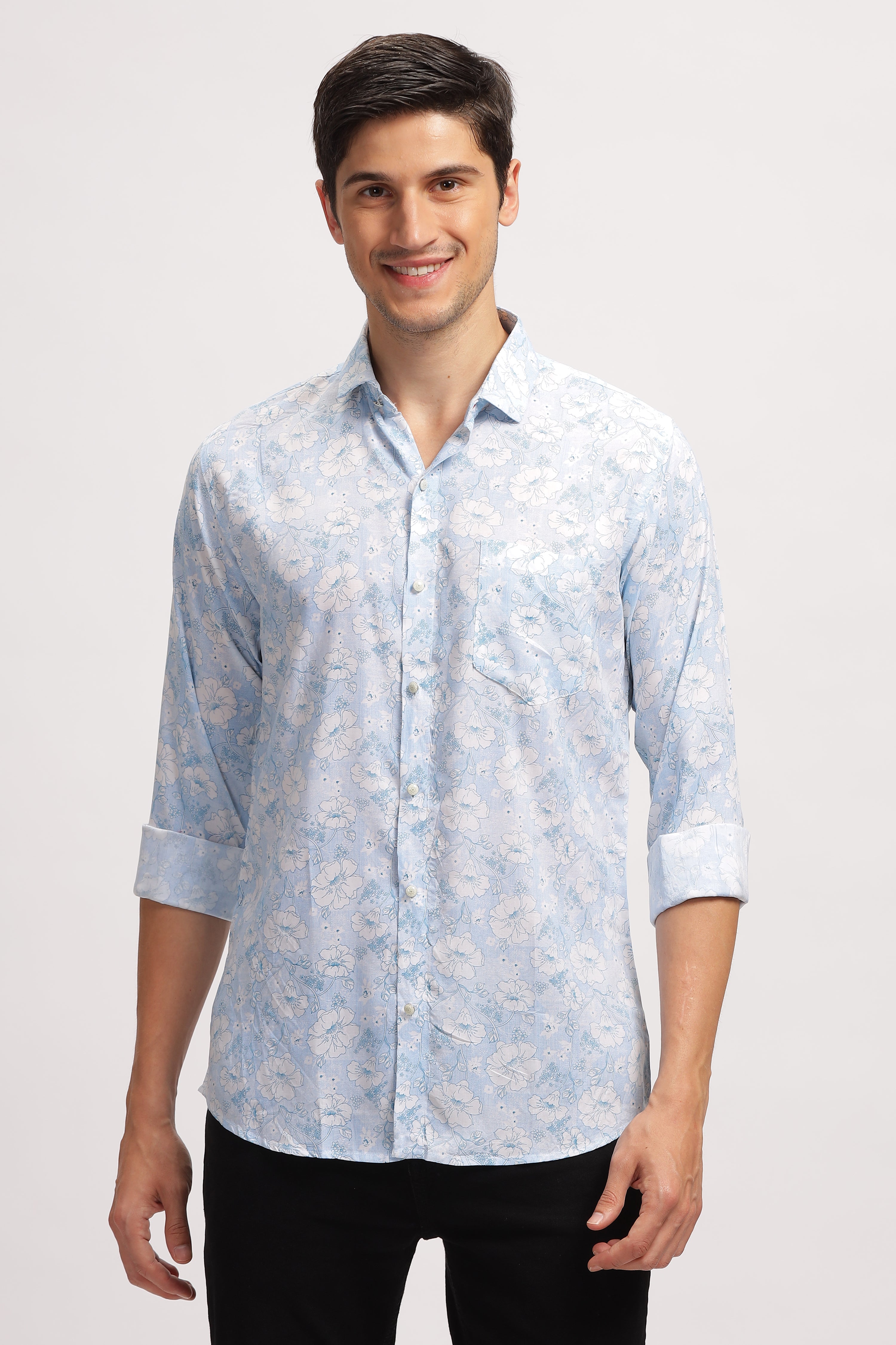 Crushed Floral Effective Blue shirt