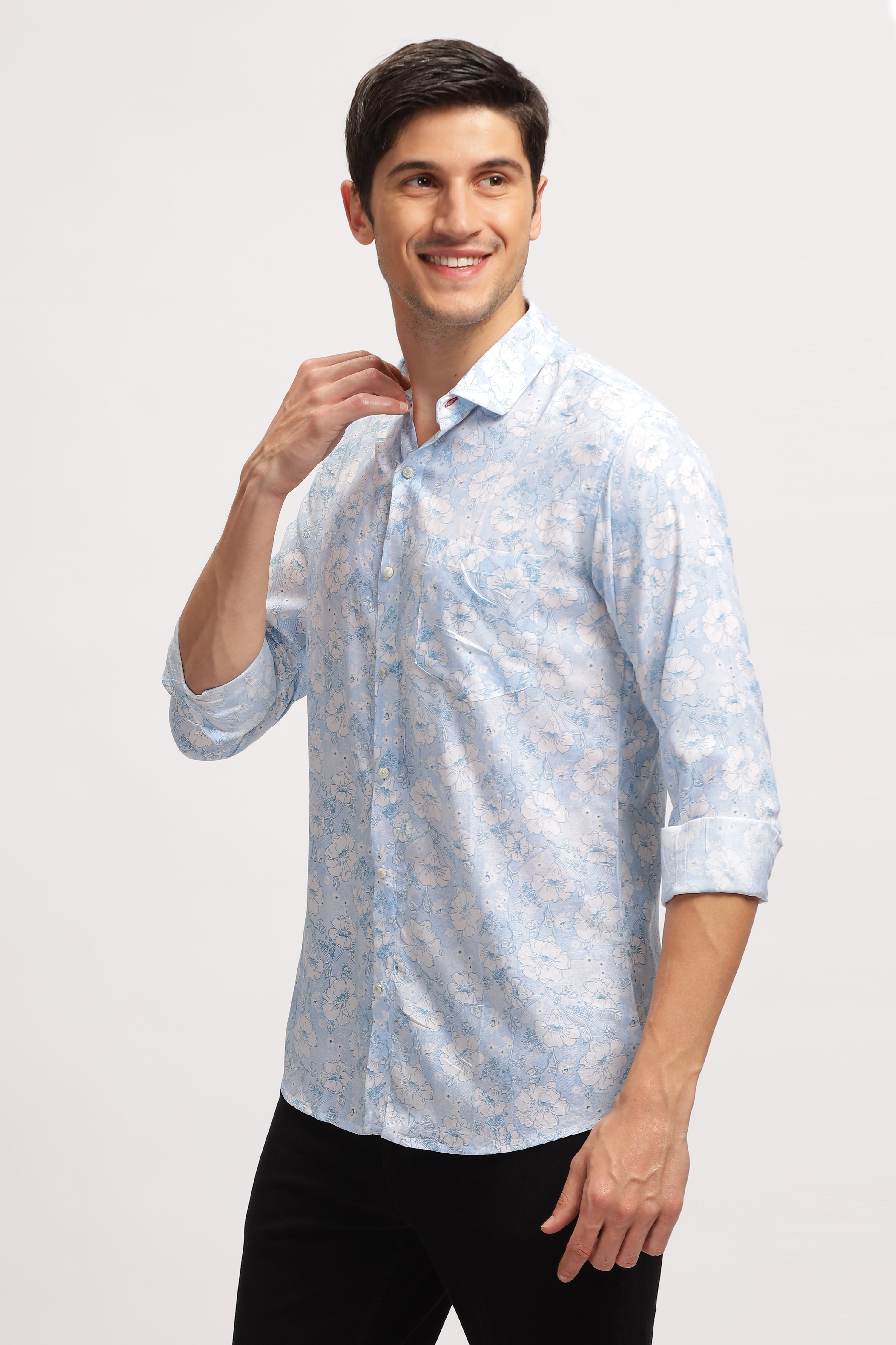 Crushed Floral Effective Blue shirt