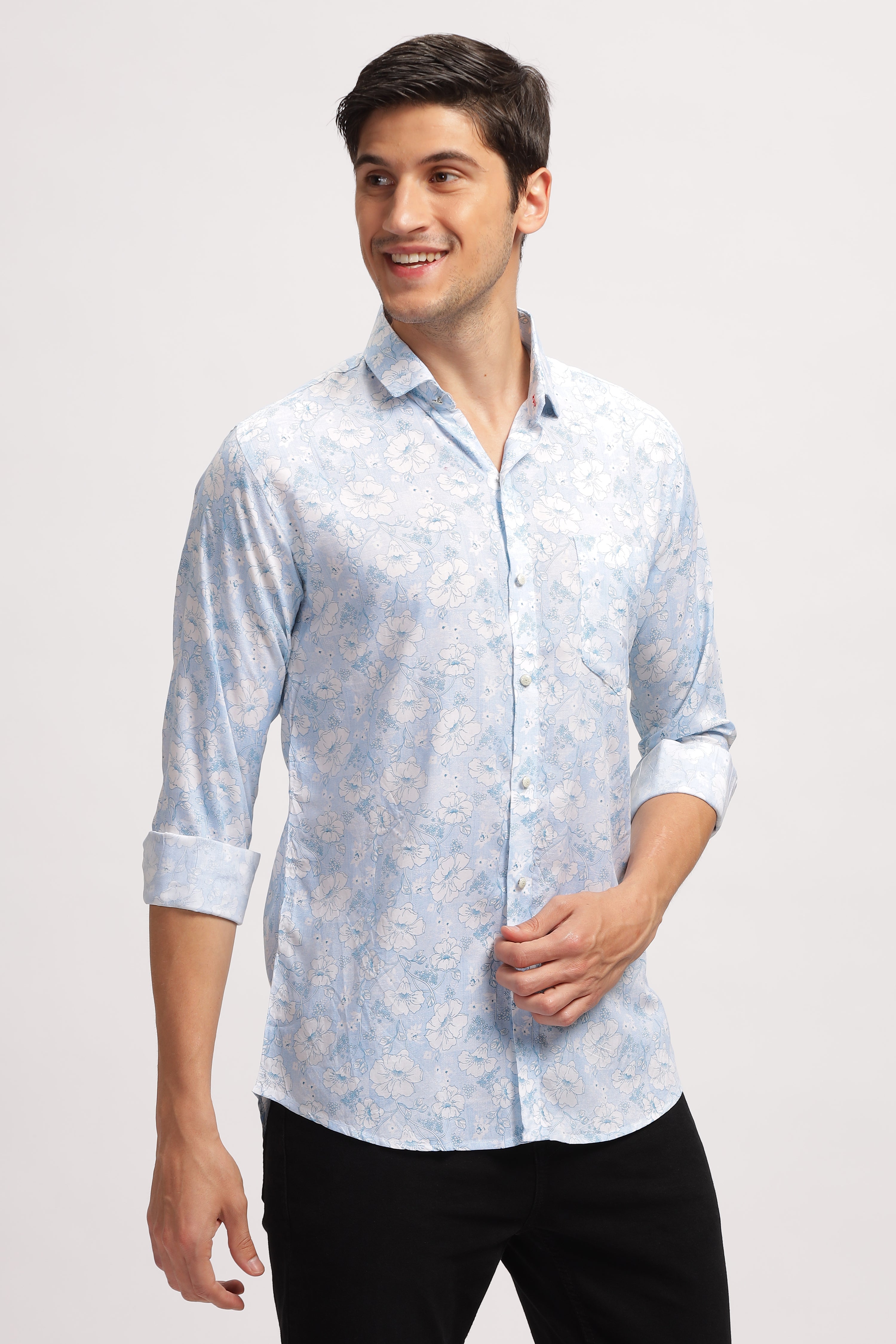 Crushed Floral Effective Blue shirt