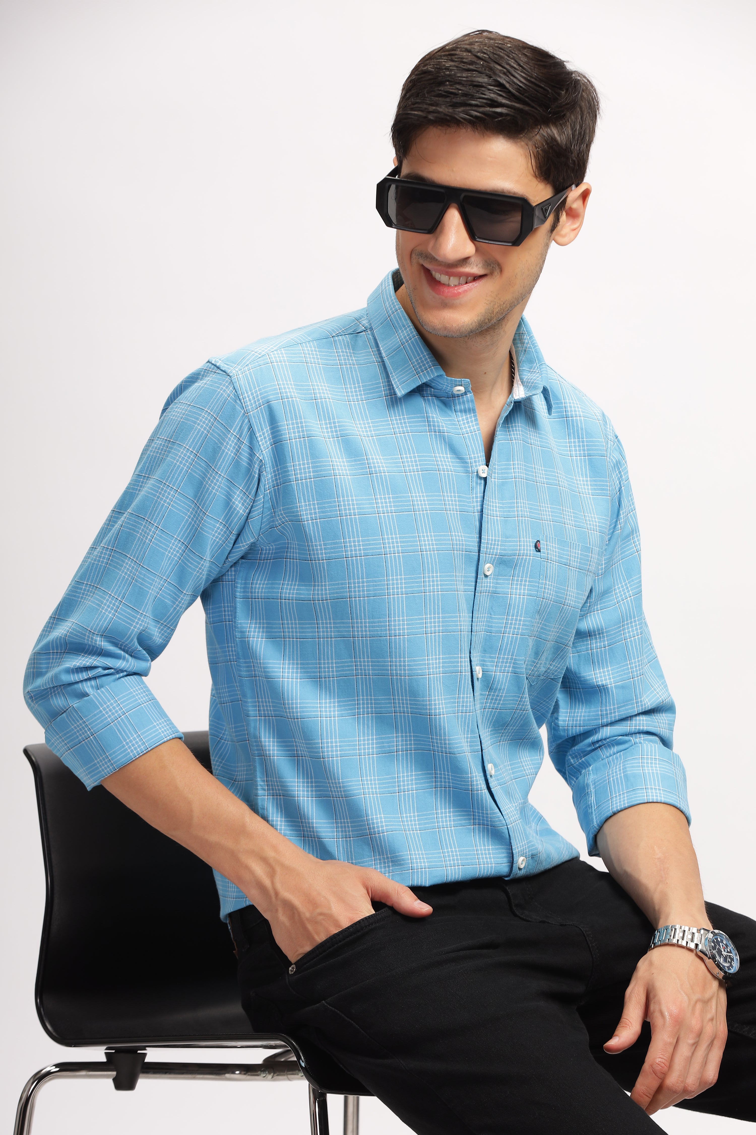 Quanta Blue Checks Shirt