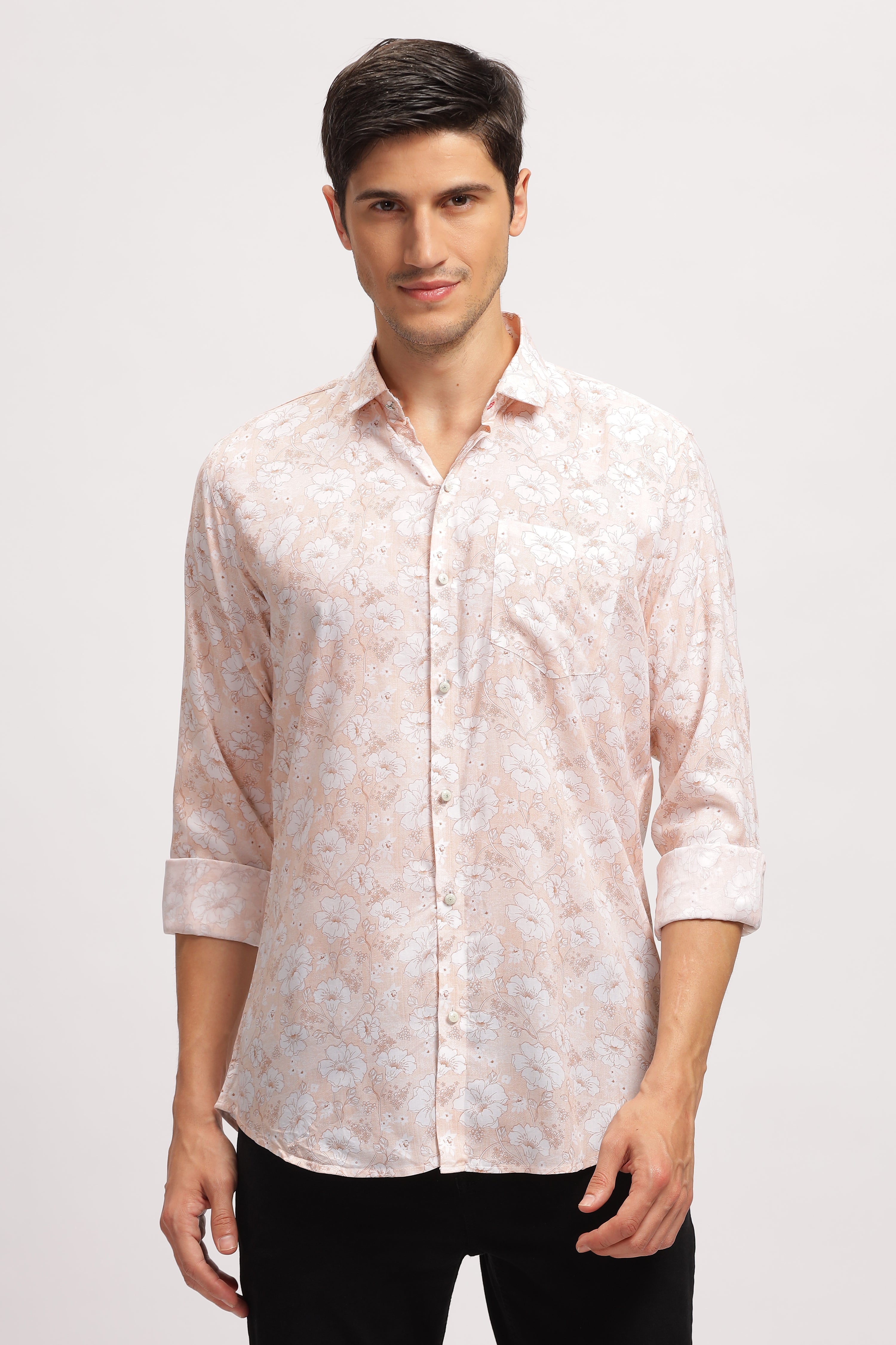 Crushed Floral Effective Pink Shirt