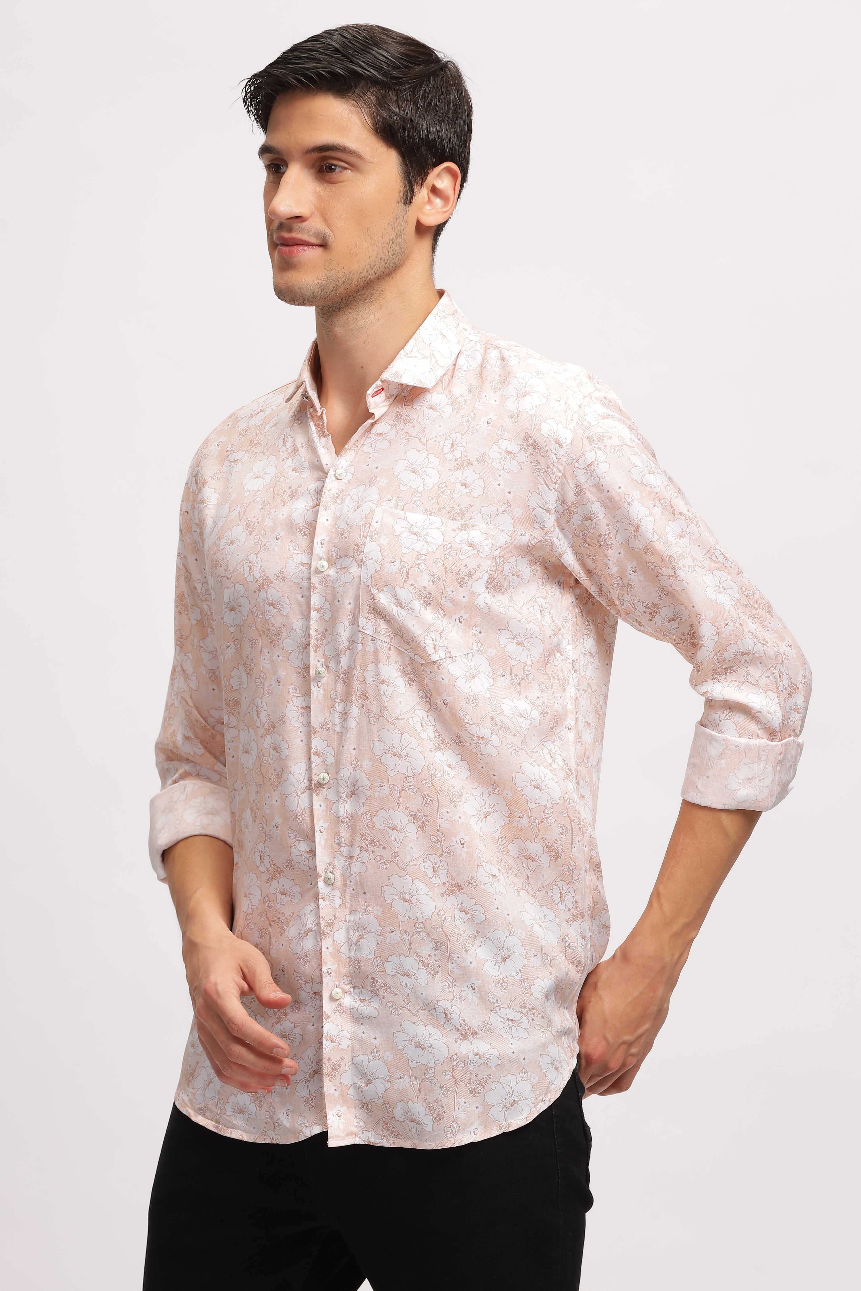 Crushed Floral Effective Pink Shirt