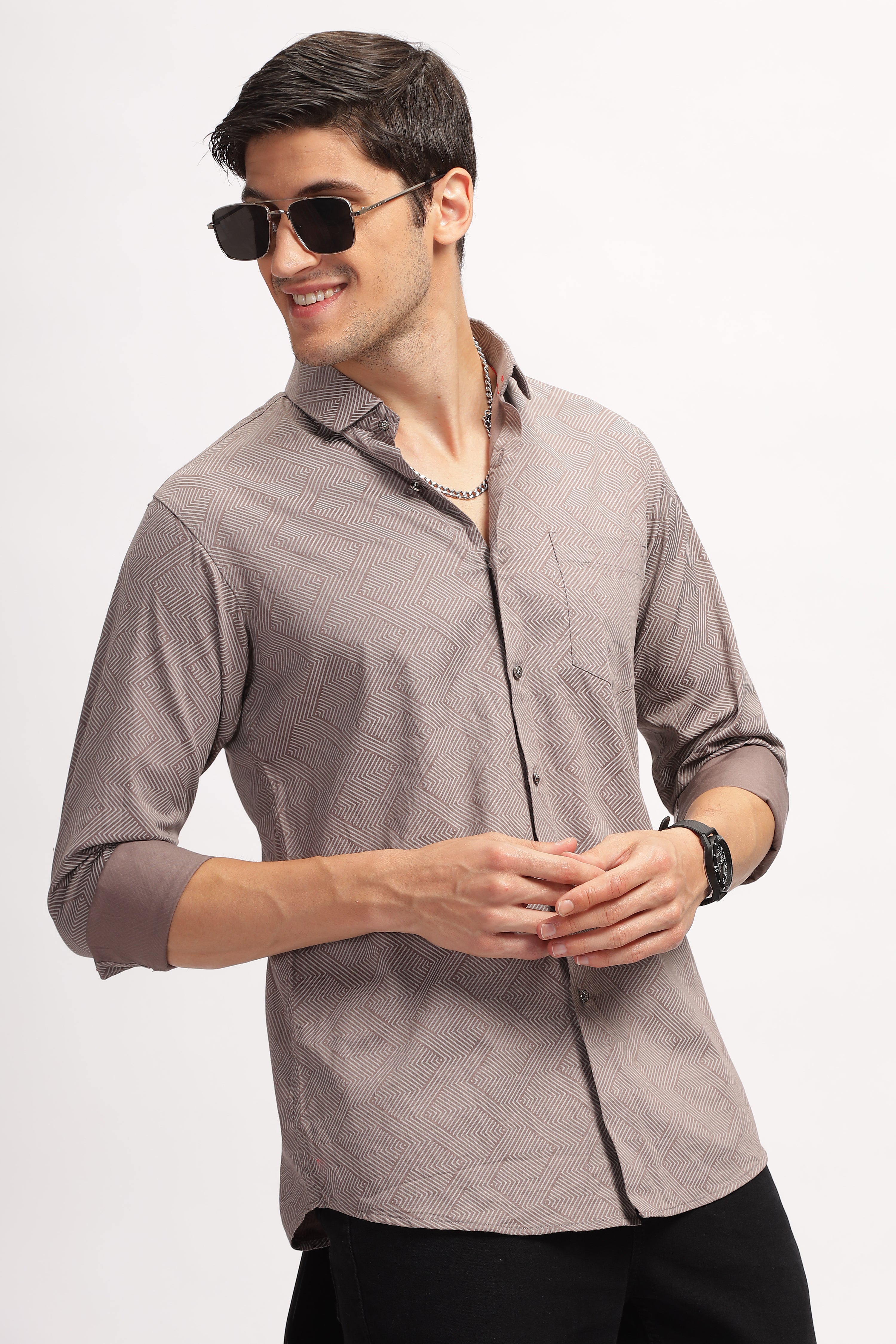 Arrow Array Grey Printed Shirt