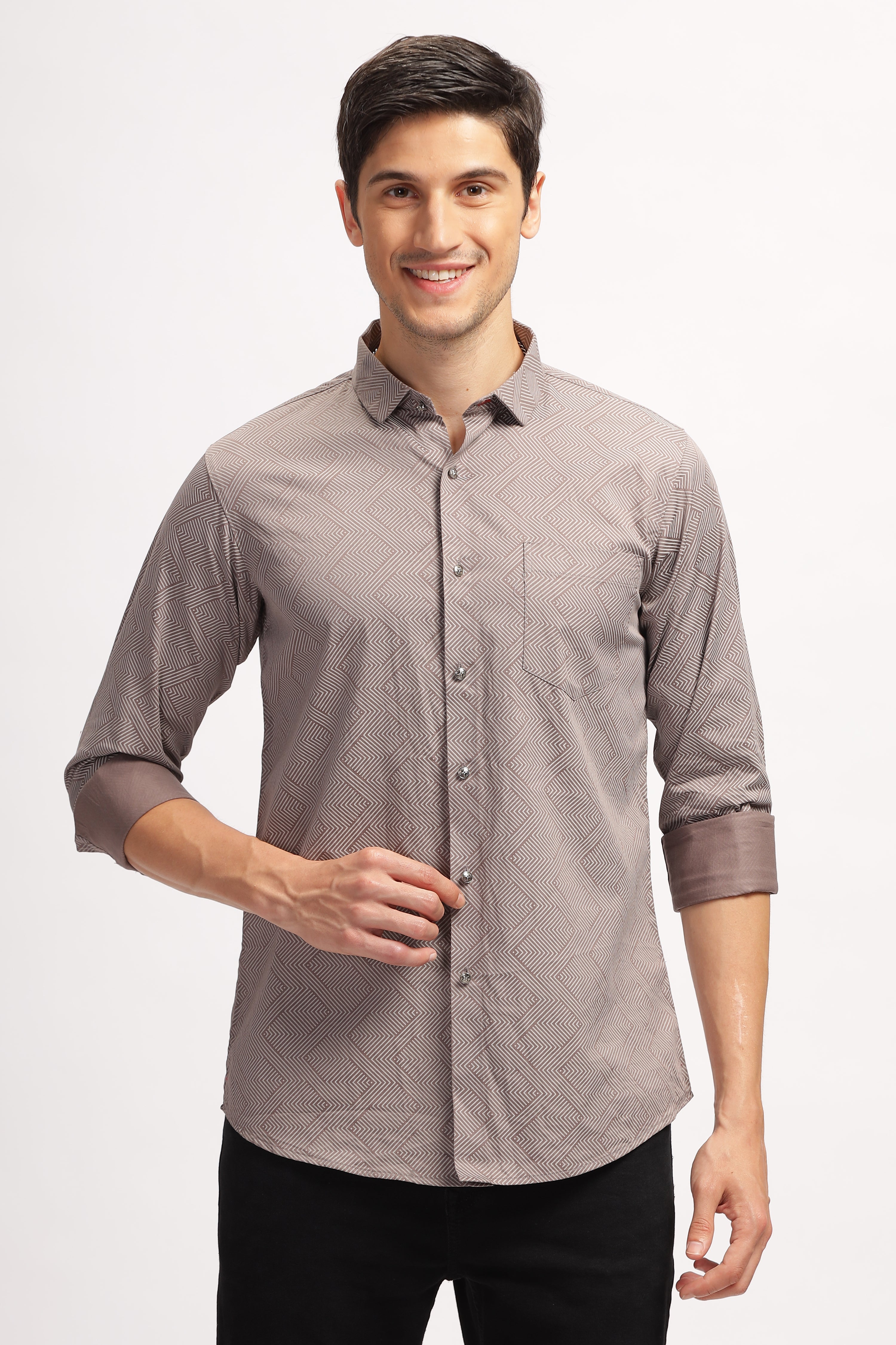 Arrow Array Grey Printed Shirt