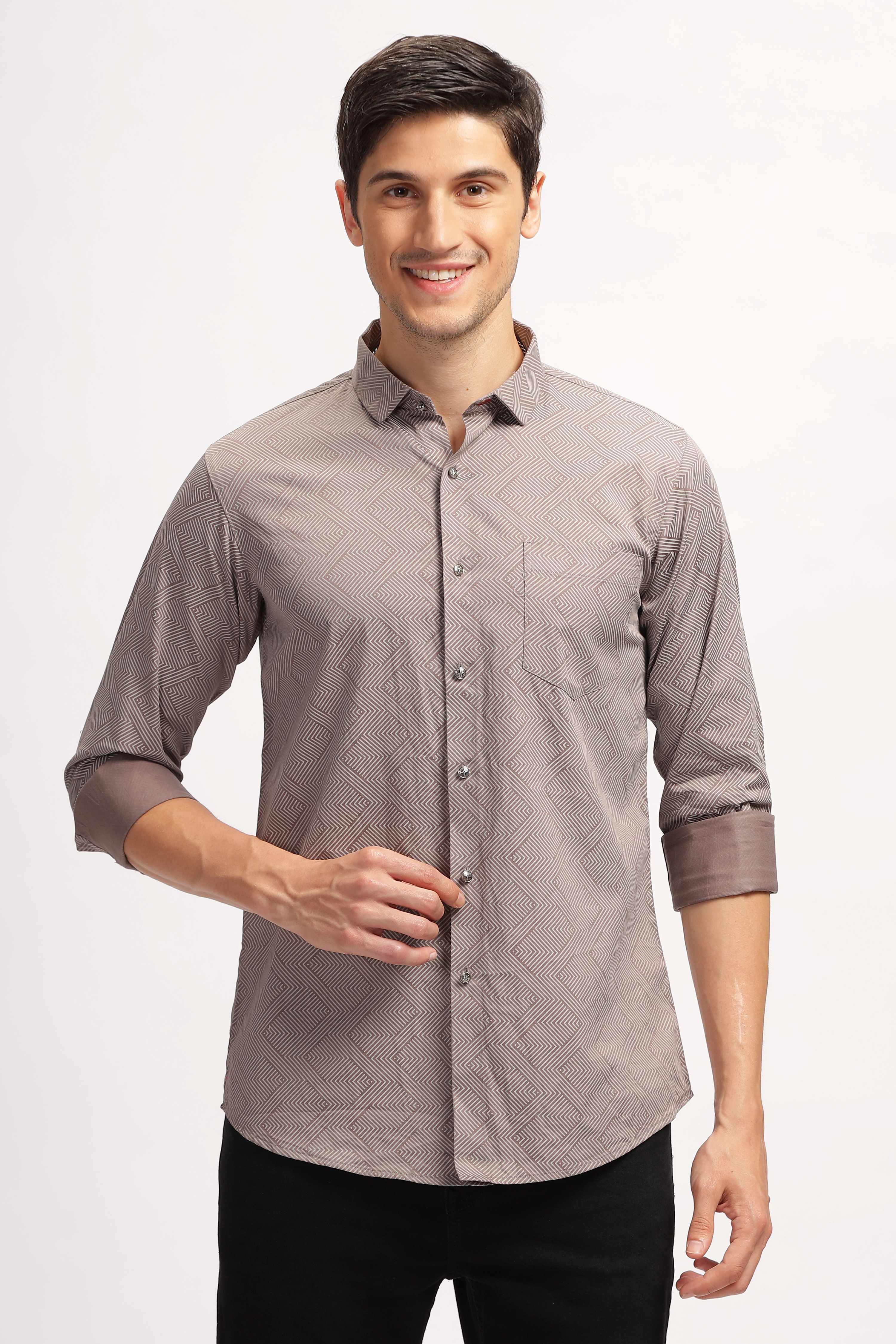 Arrow Array Brown Printed Shirt