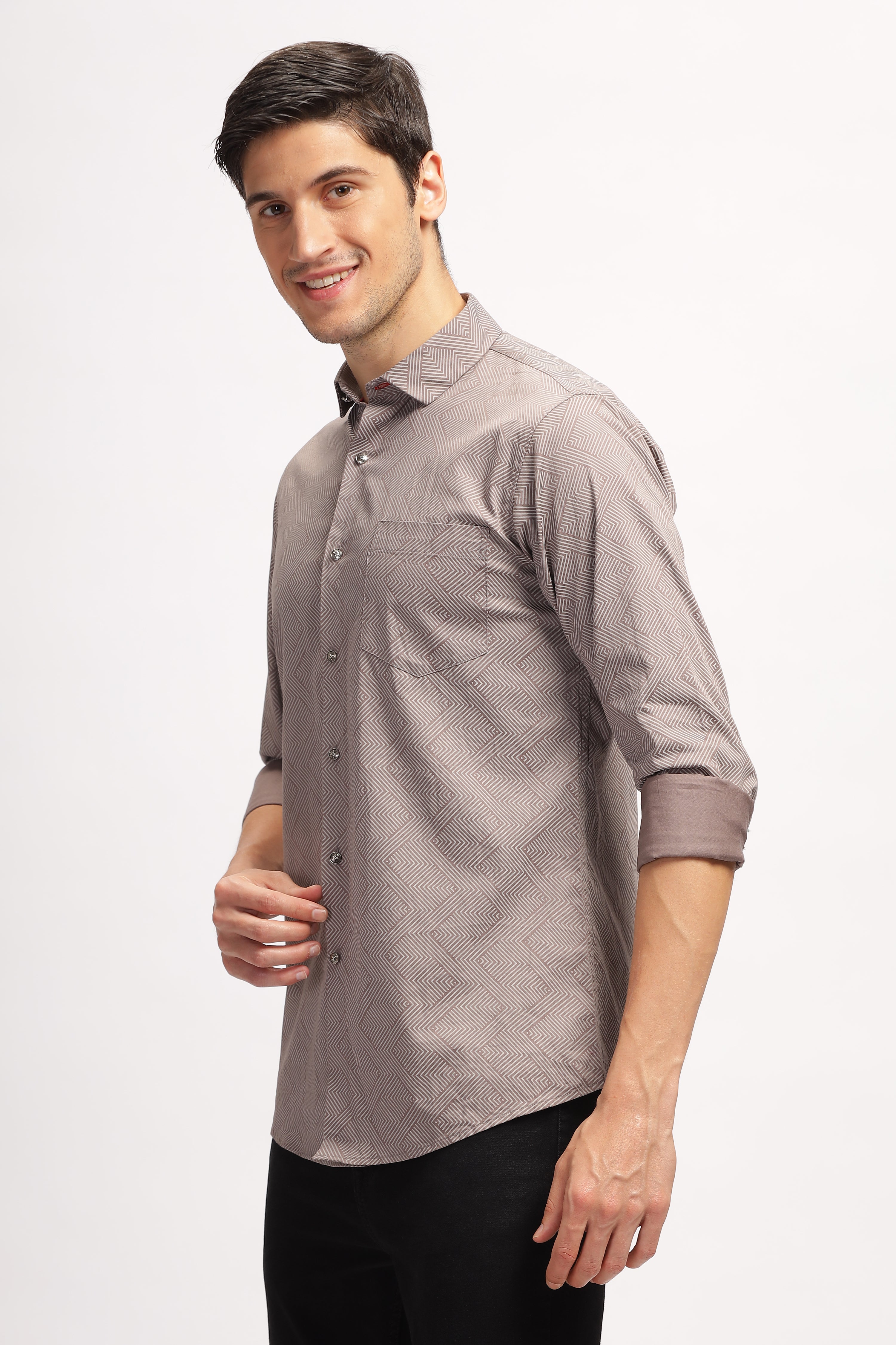 Arrow Array Grey Printed Shirt