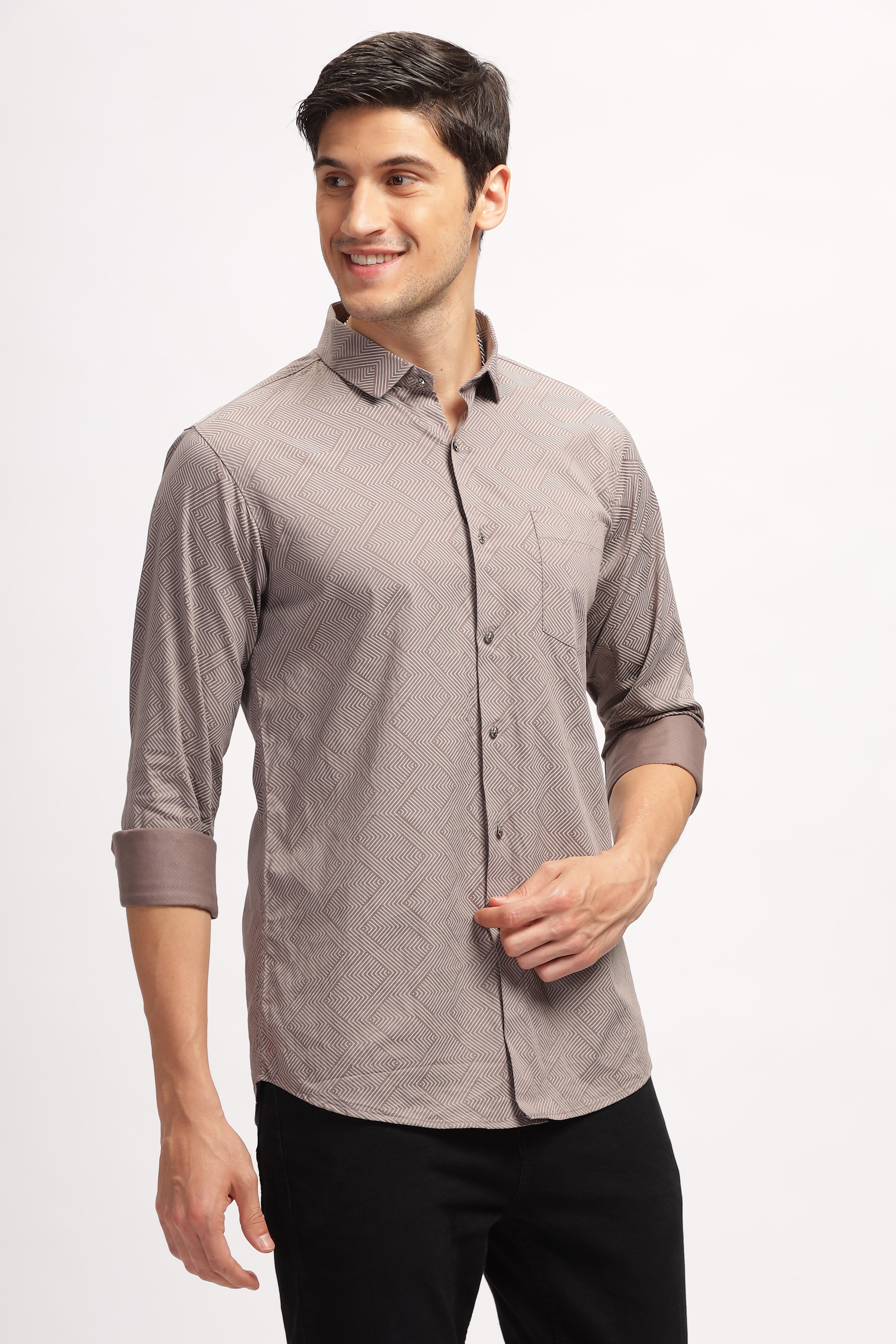 Arrow Array Grey Printed Shirt