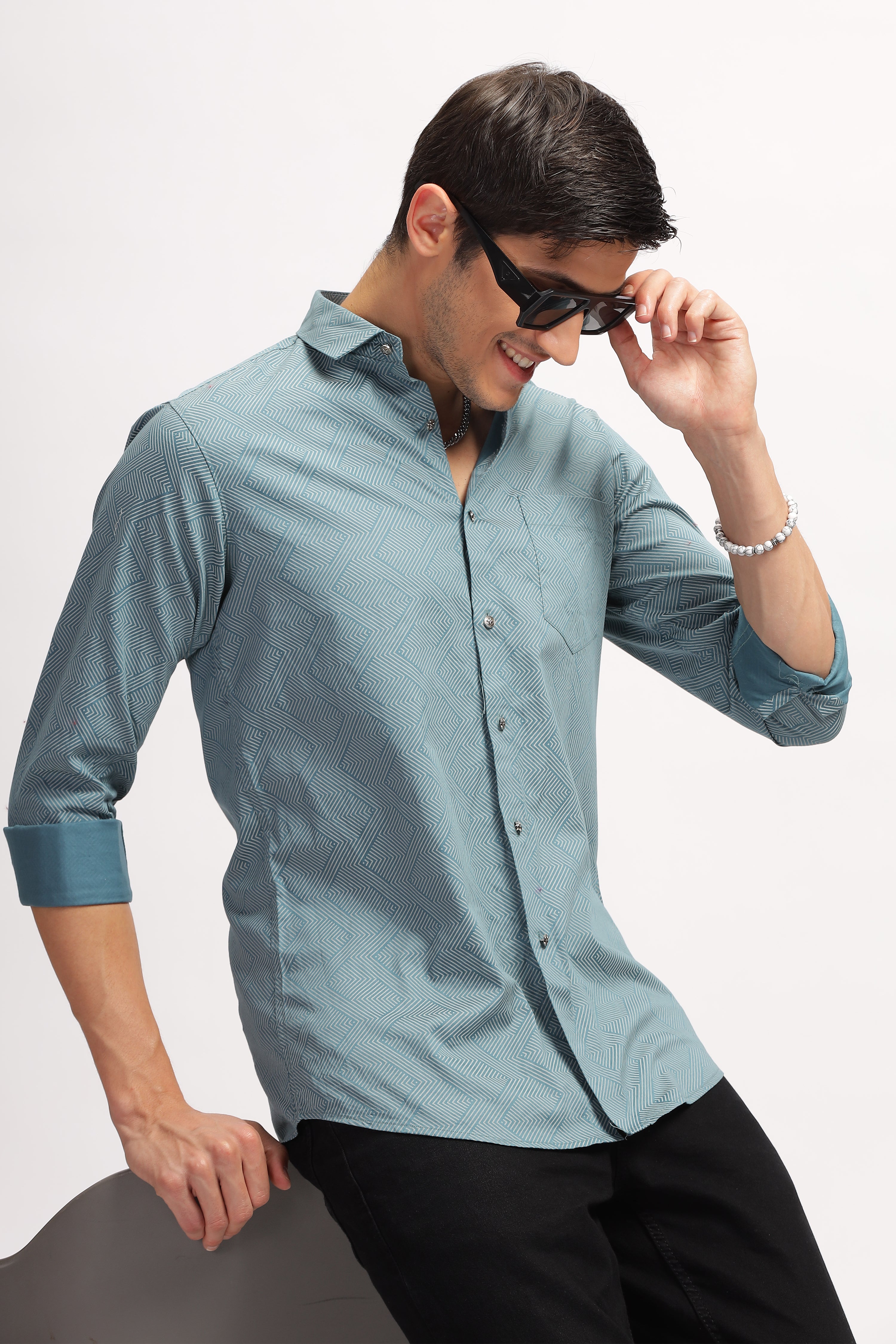 Arrow Array Blue Printed Shirt