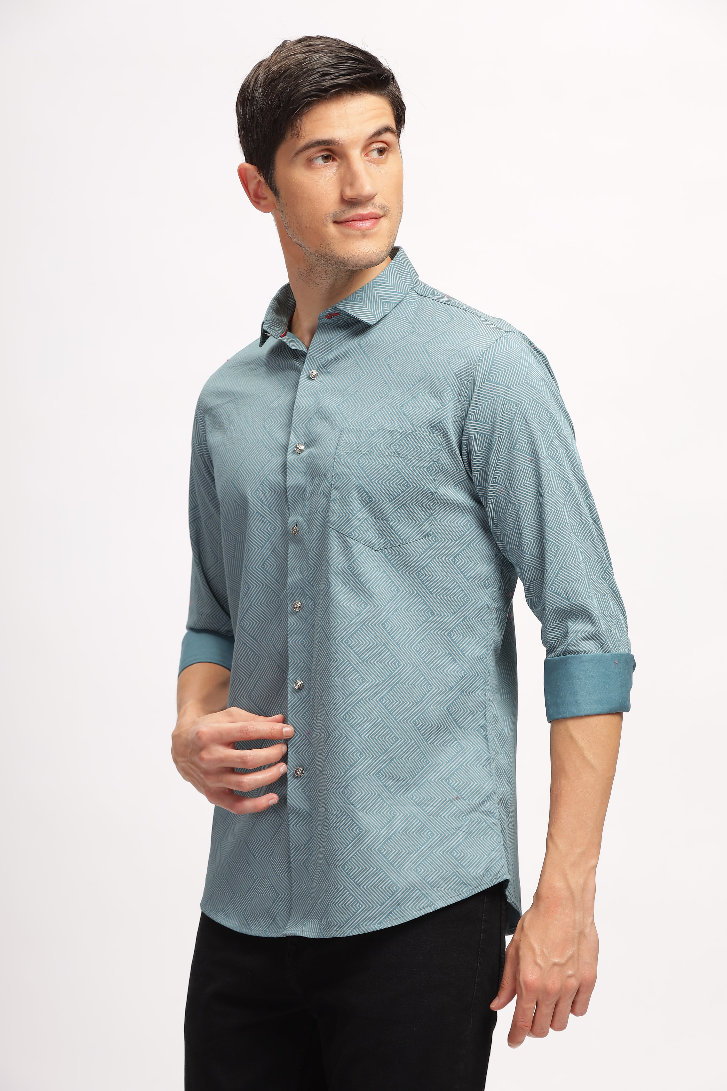 Arrow Array Blue Printed Shirt