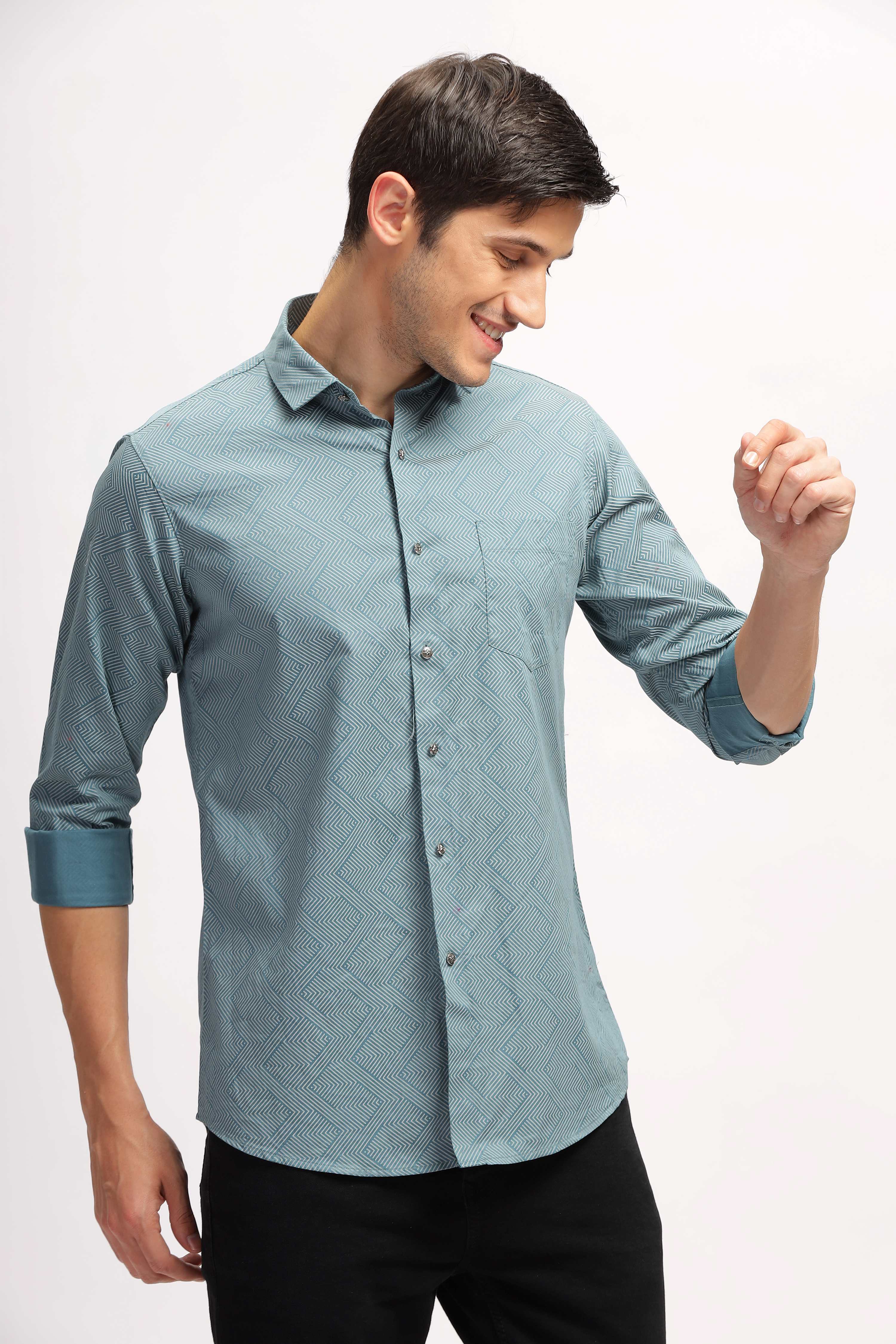 Arrow Array Blue Printed Shirt