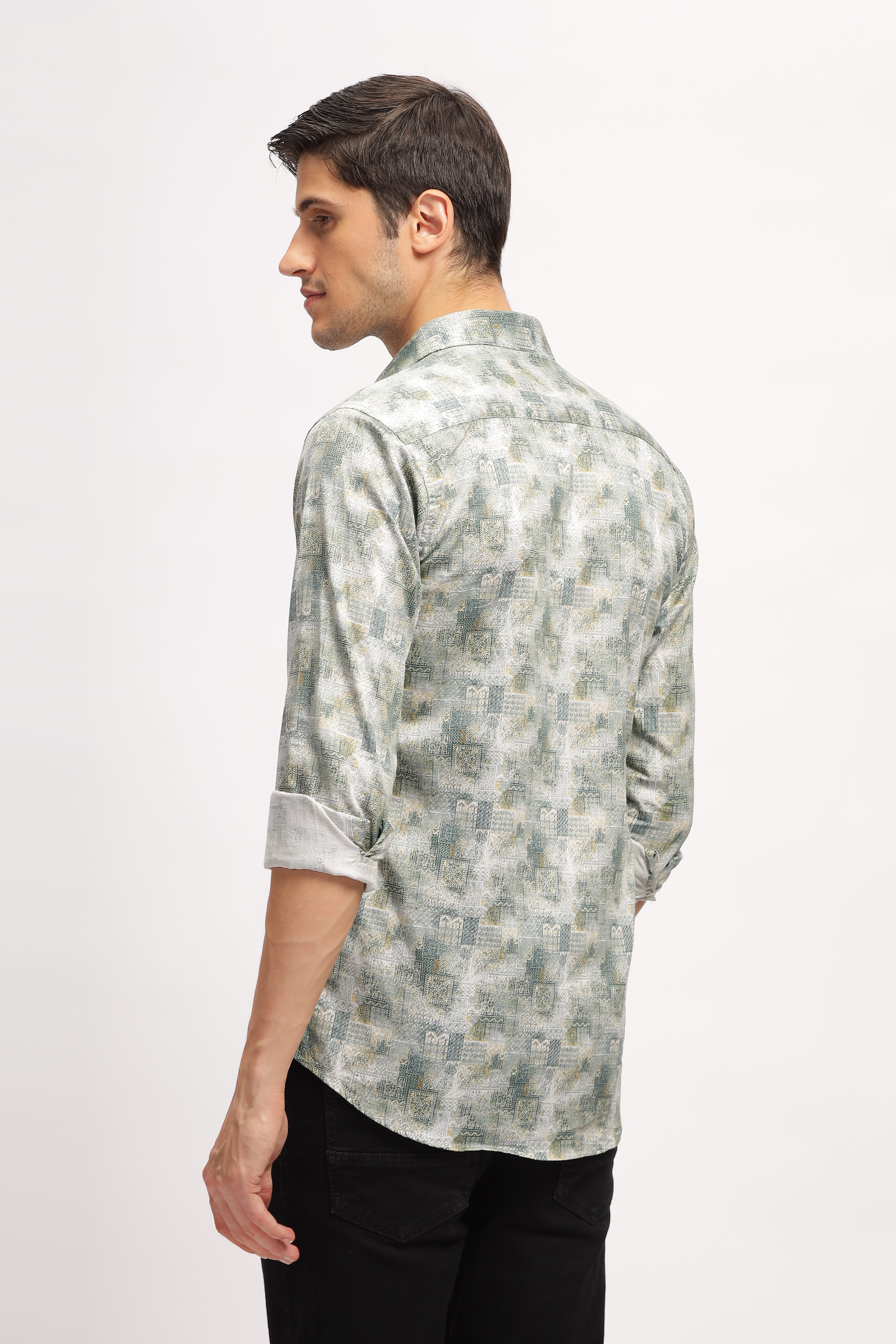 Symmetry Design White Printed Shirt