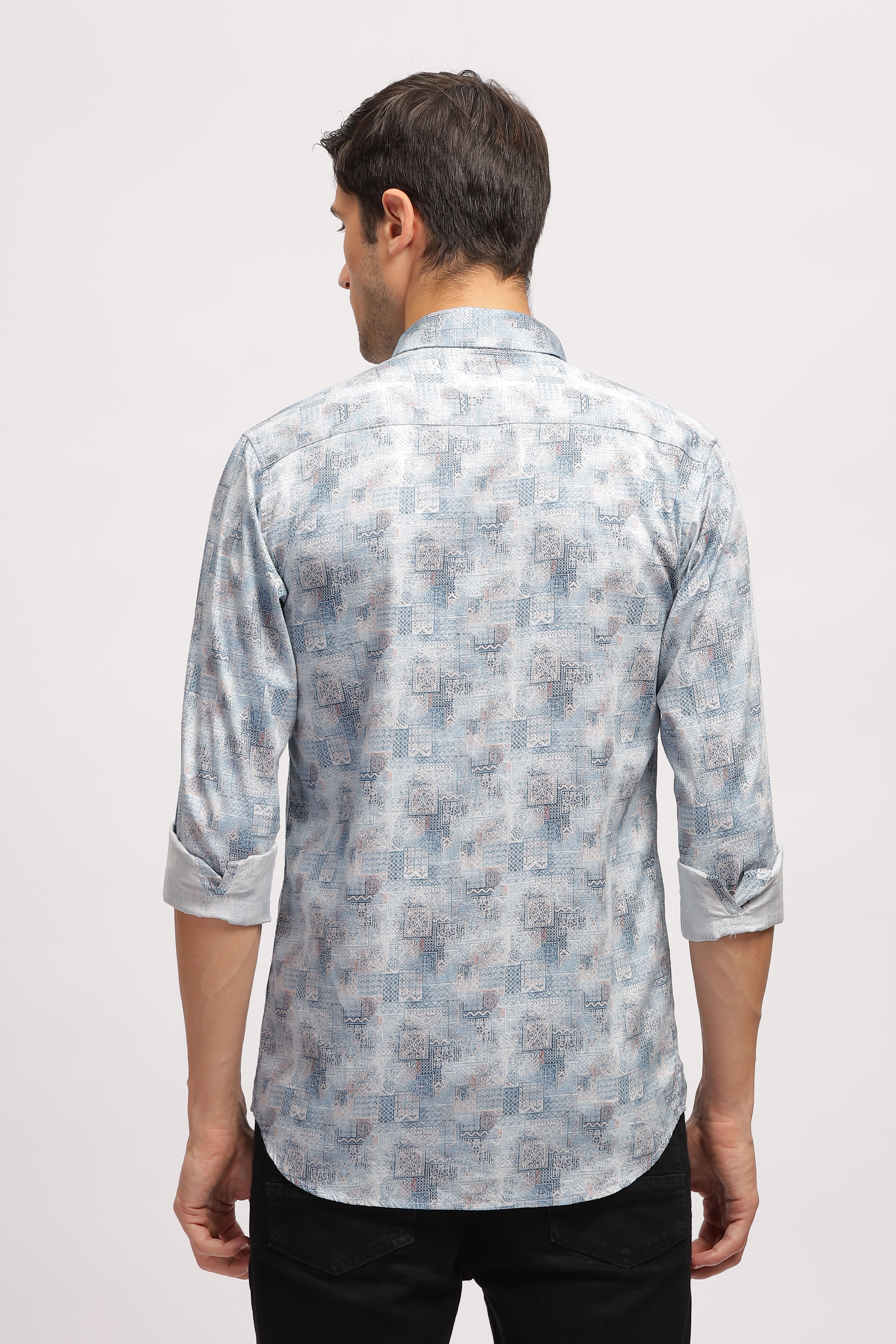 Symmetry Design Blue Printed Shirt