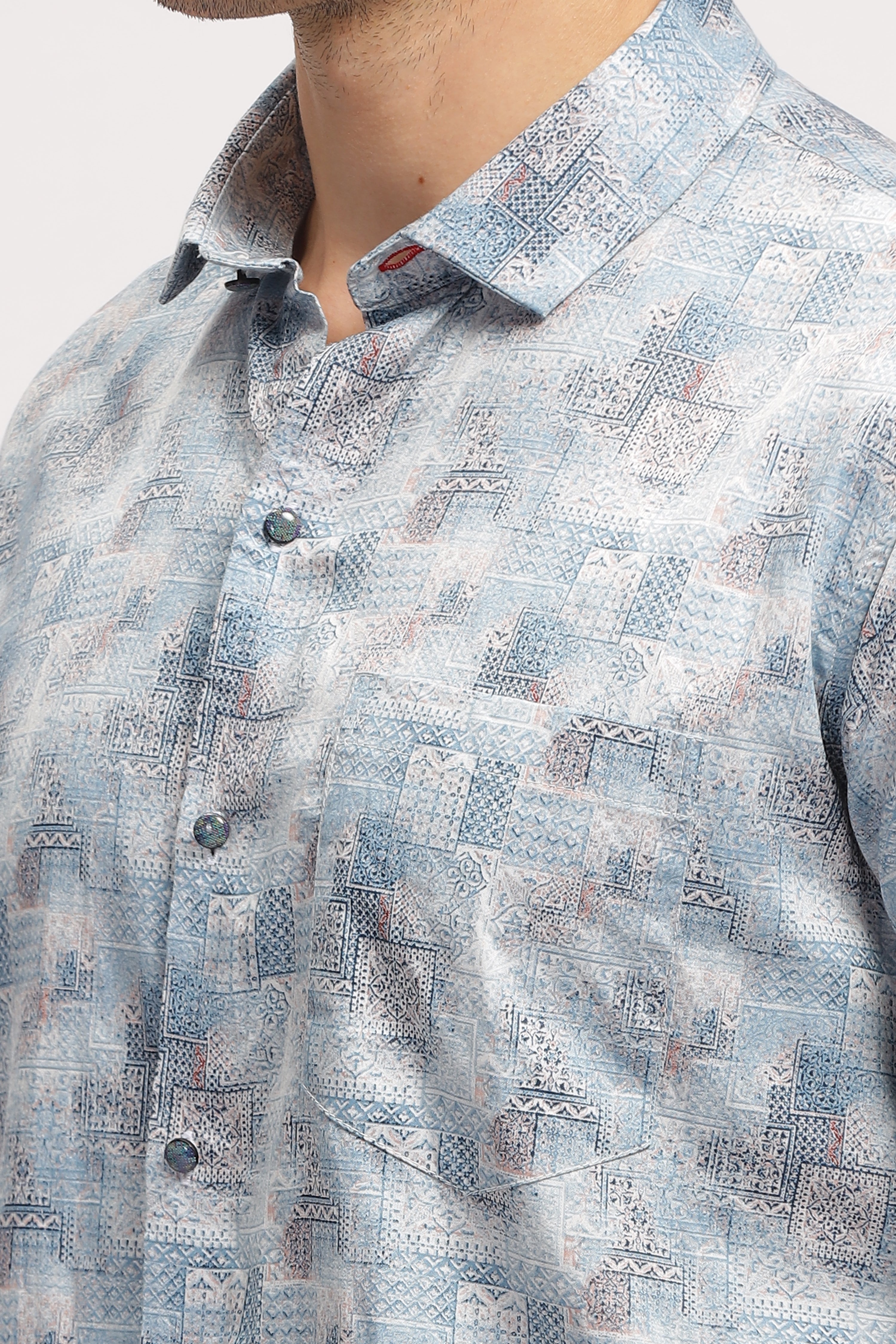 Symmetry Design Blue Printed Shirt