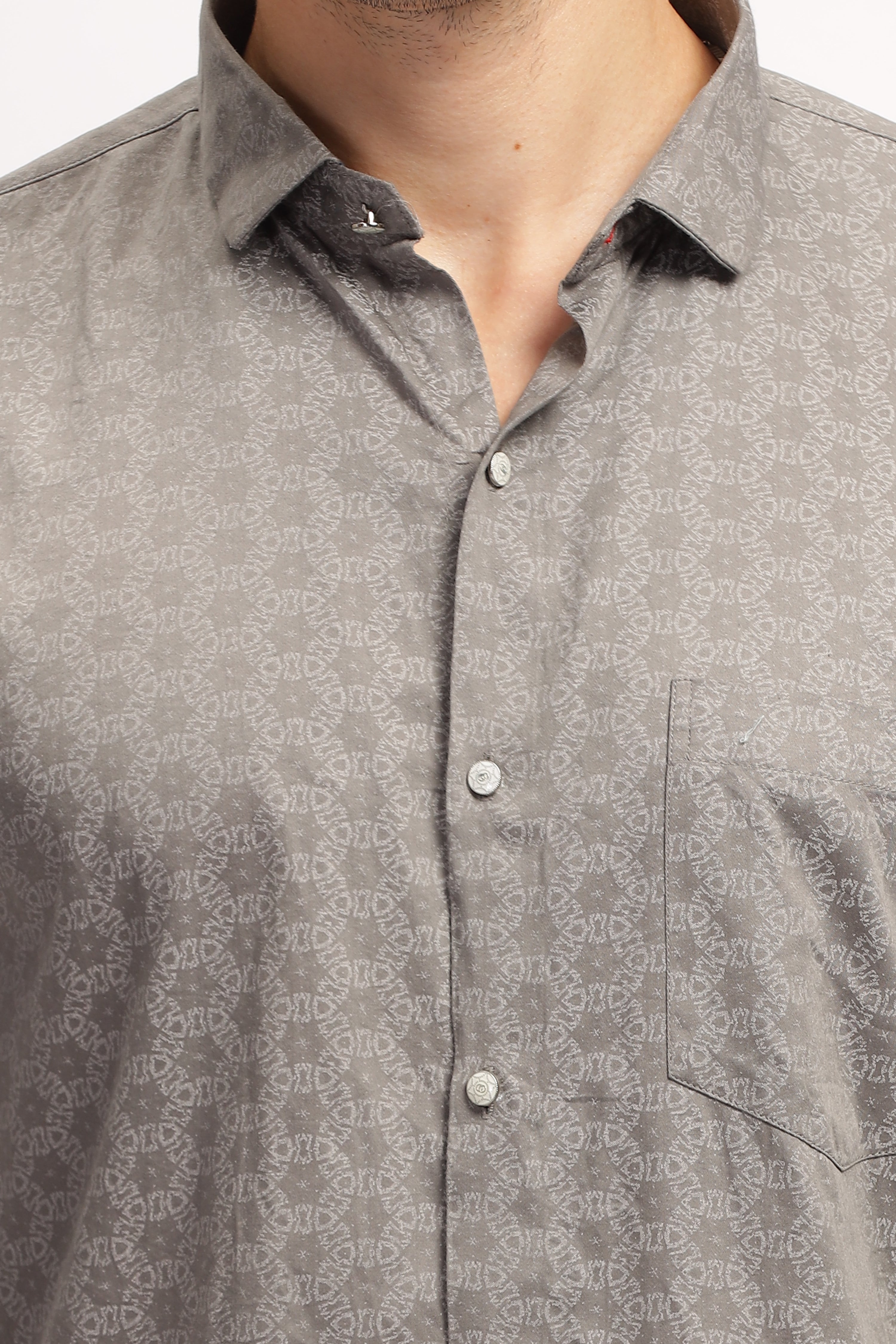 Overlapping Circles Printed Grey Shirt