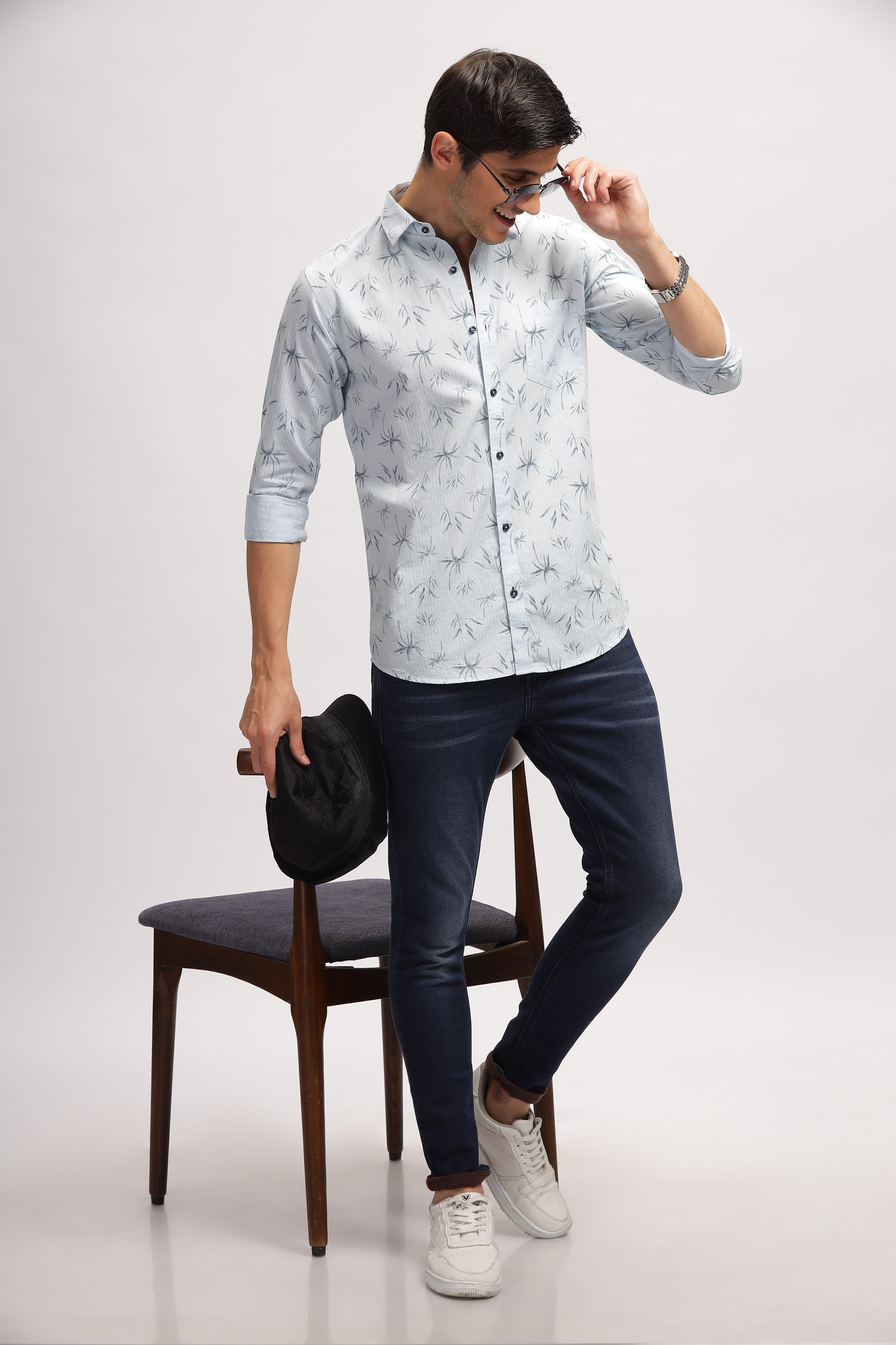 Eco Print Slate White Shirt