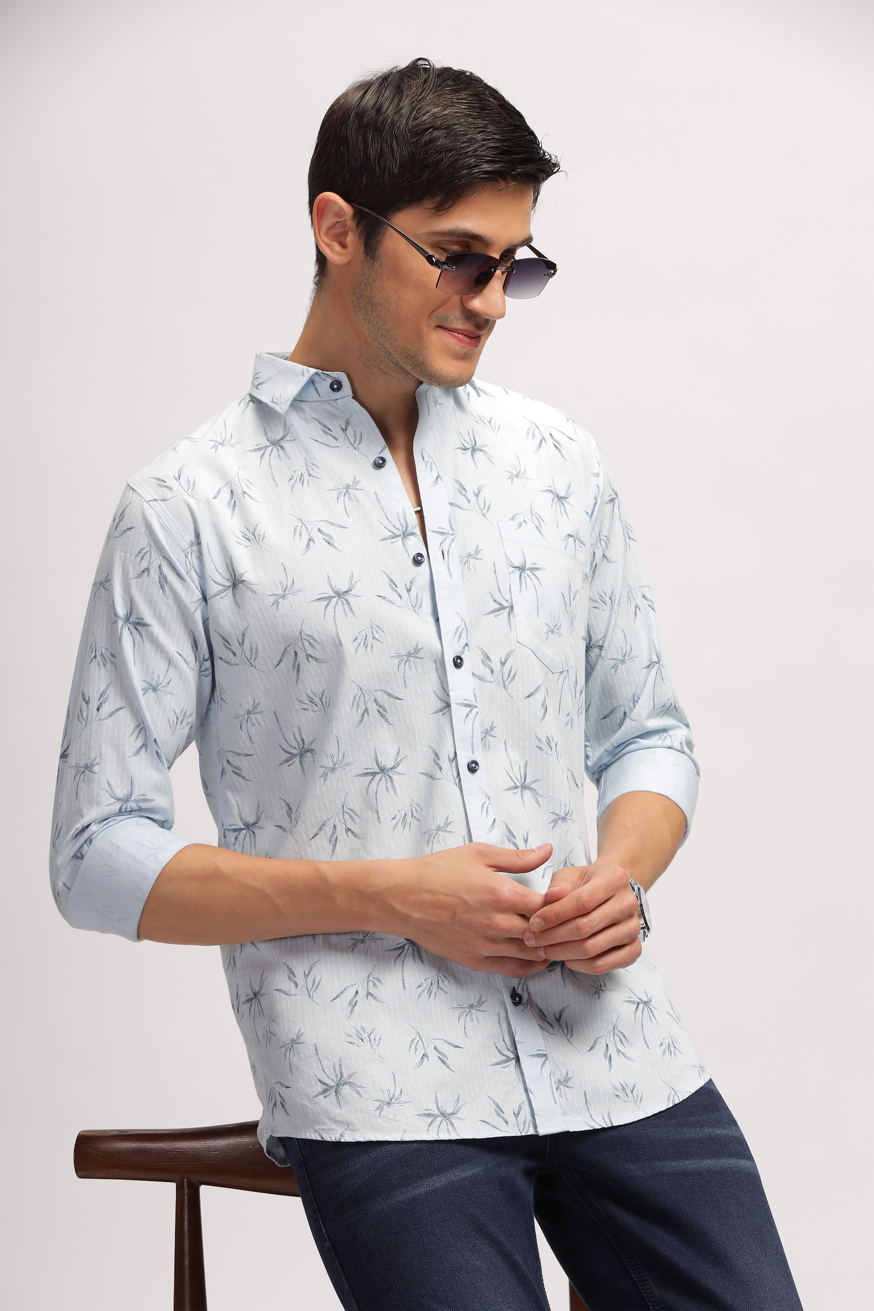 Eco Print Slate White Shirt