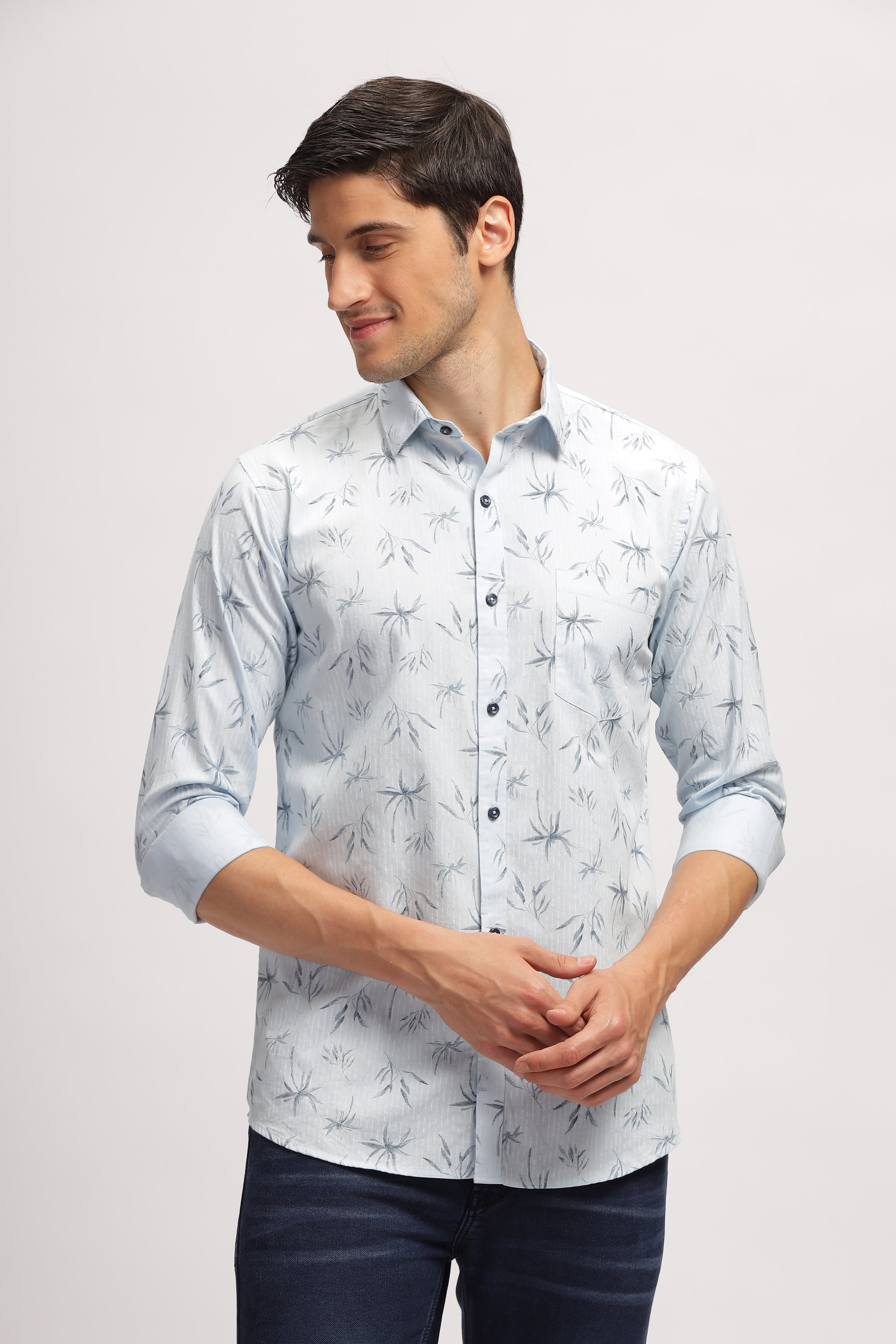 Eco Print Slate White Shirt