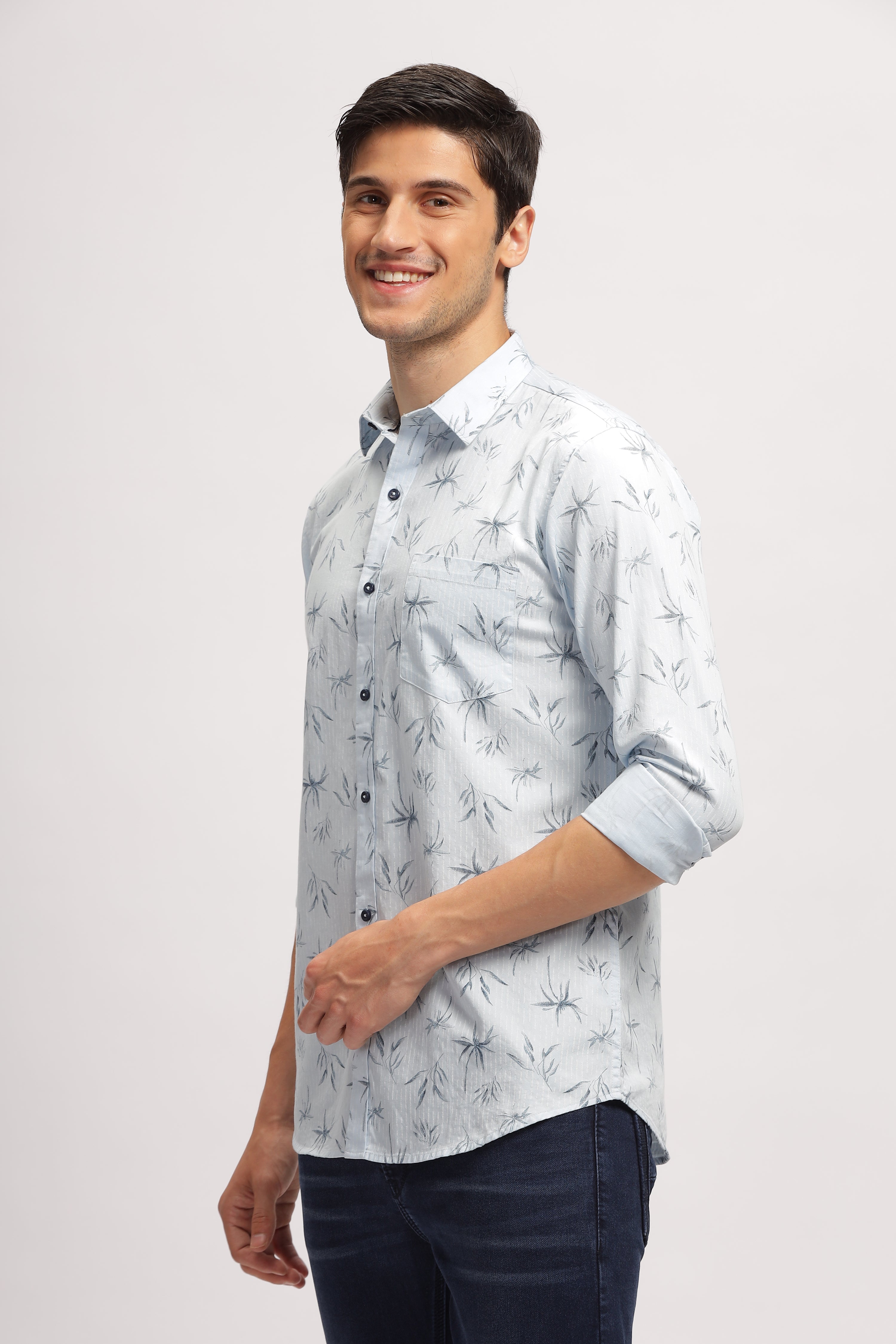 Eco Print Slate White Shirt