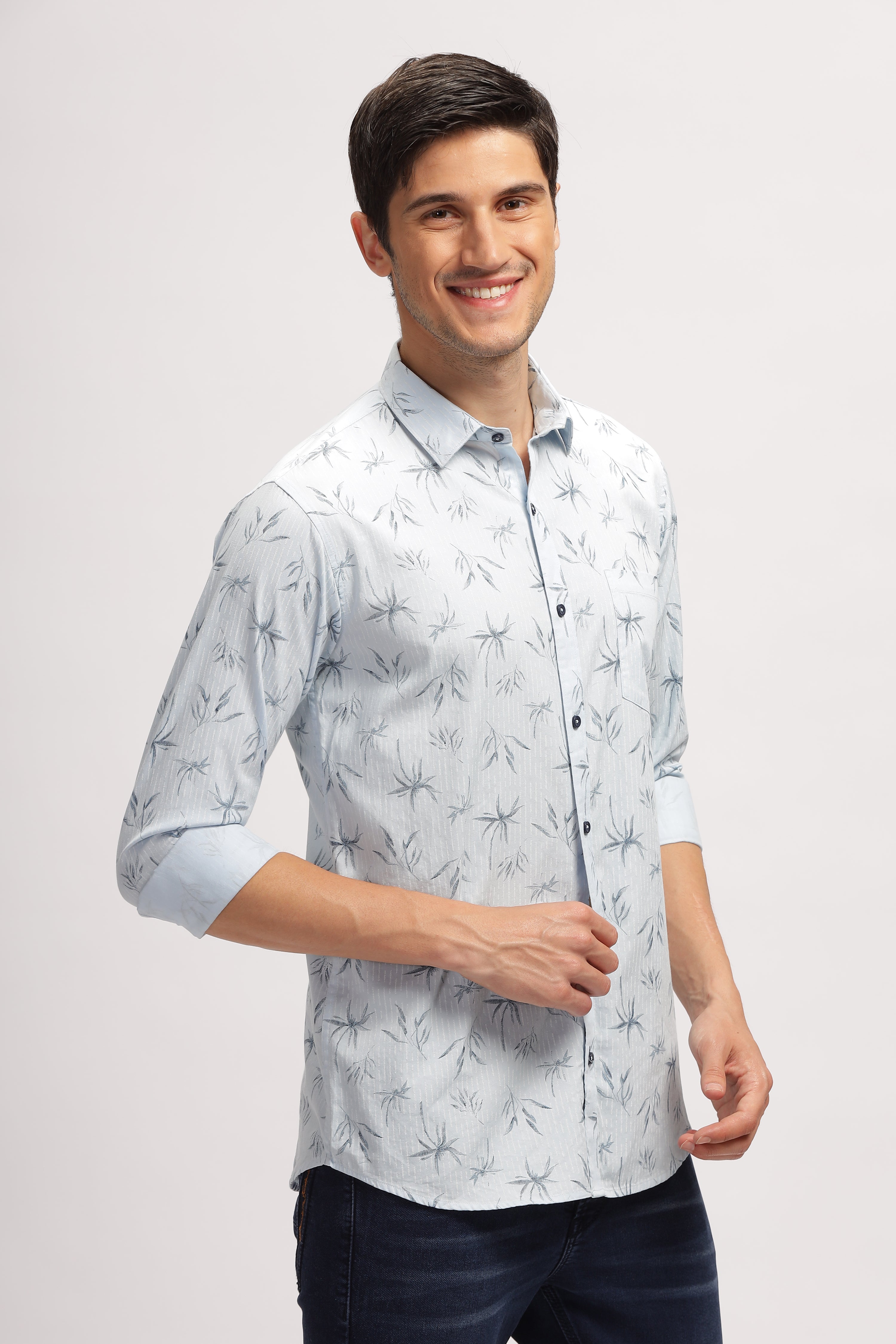 Eco Print Slate White Shirt