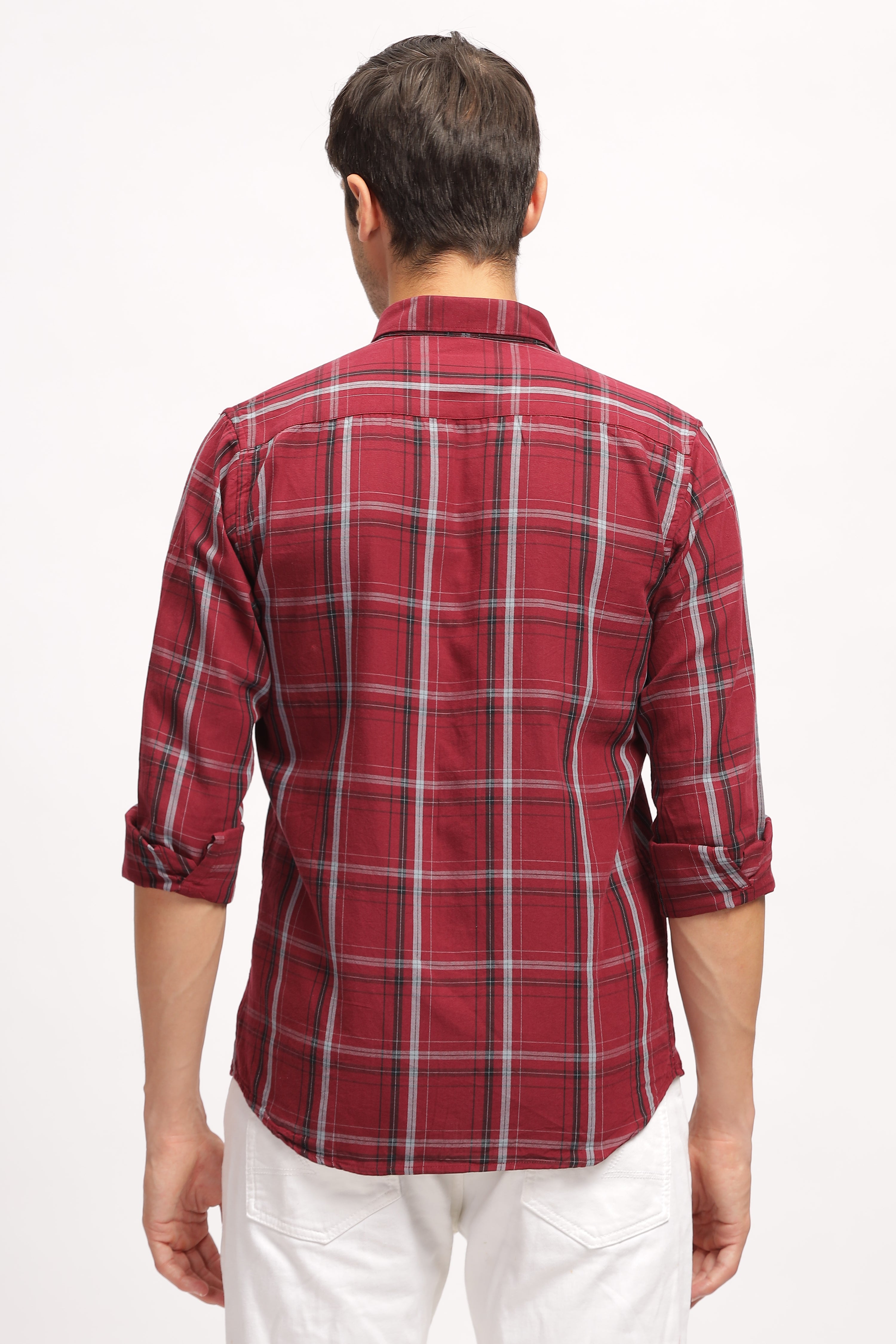 Widegrid Maroon Checks Shirt