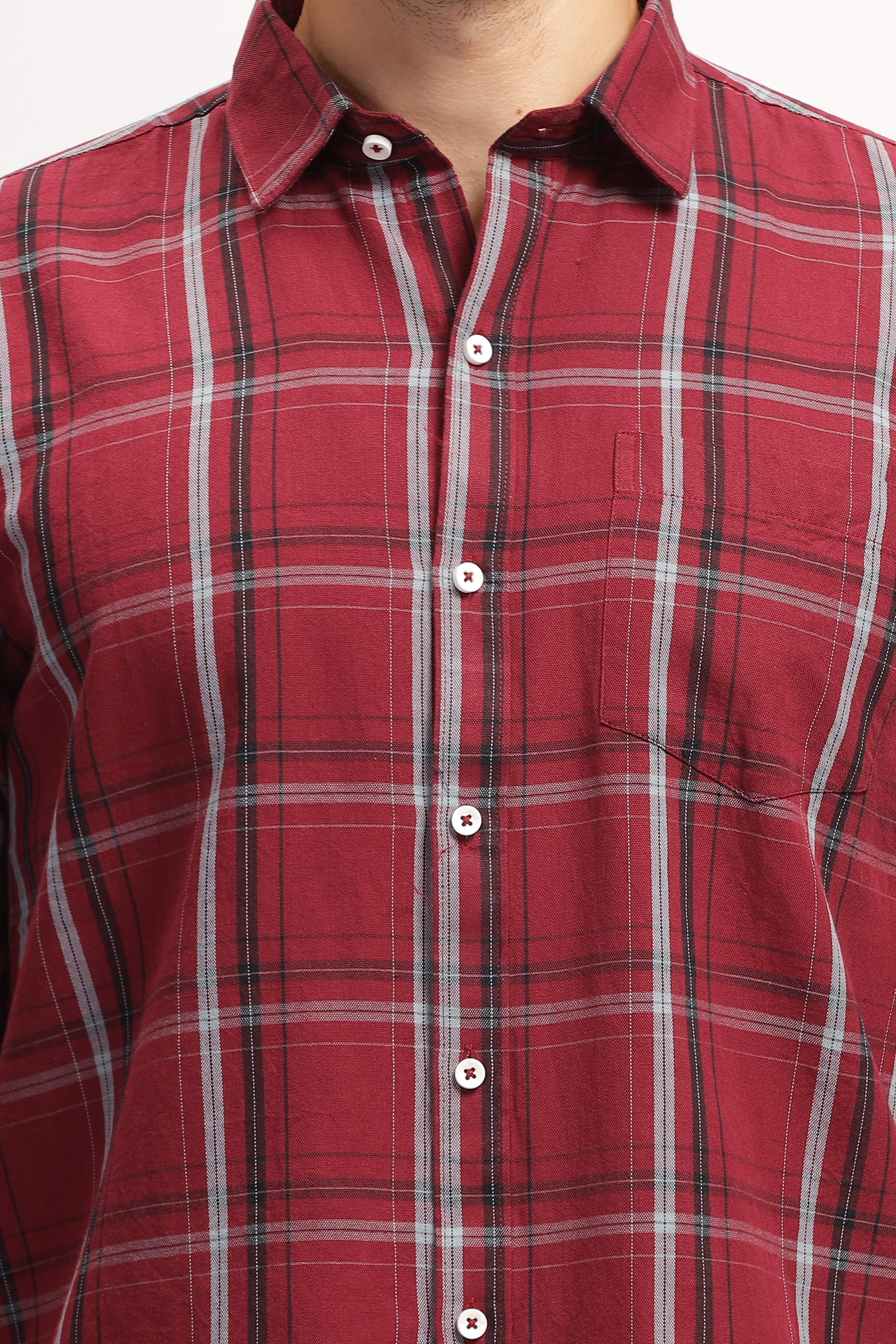 Widegrid Maroon Checks Shirt