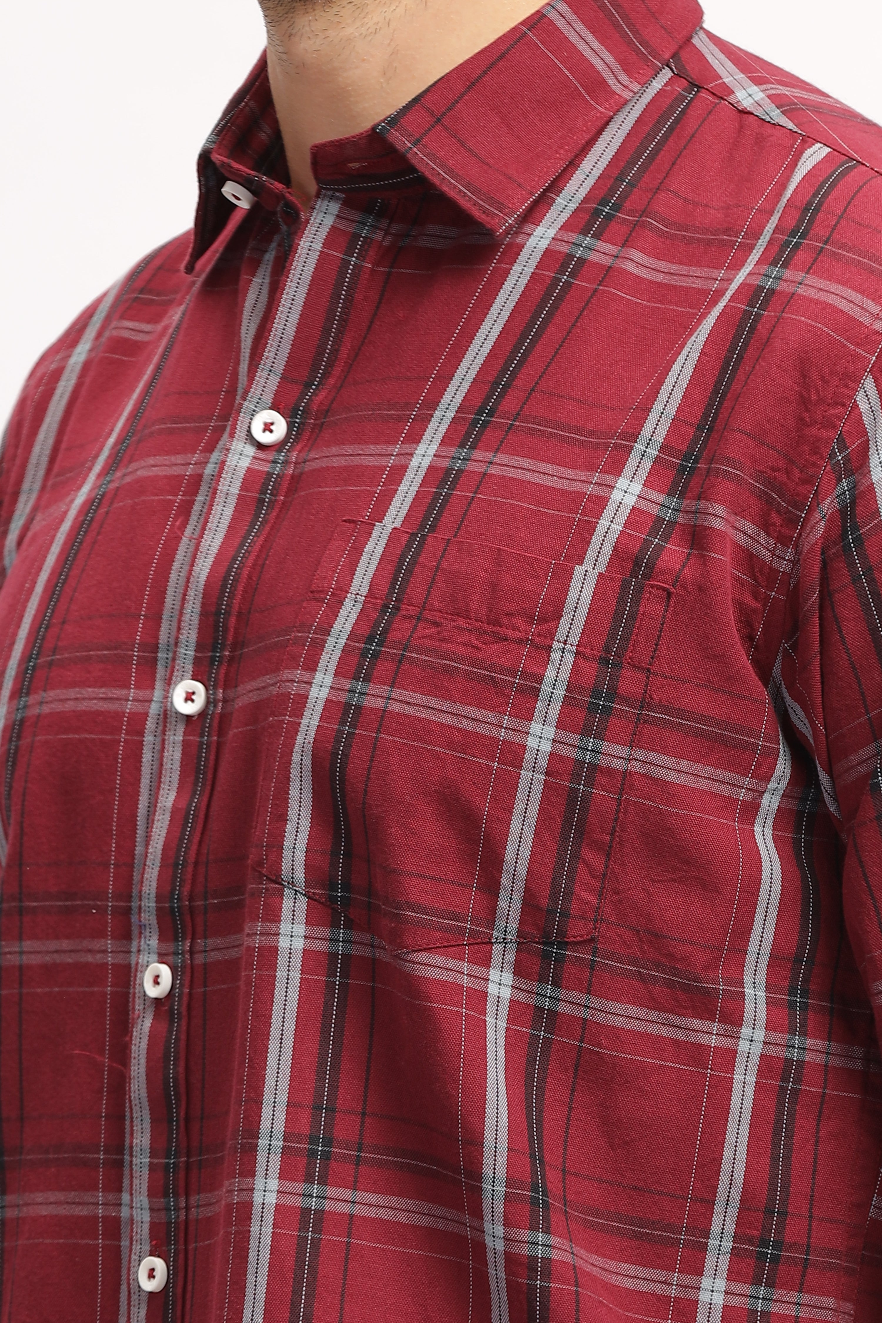 Widegrid Maroon Checks Shirt