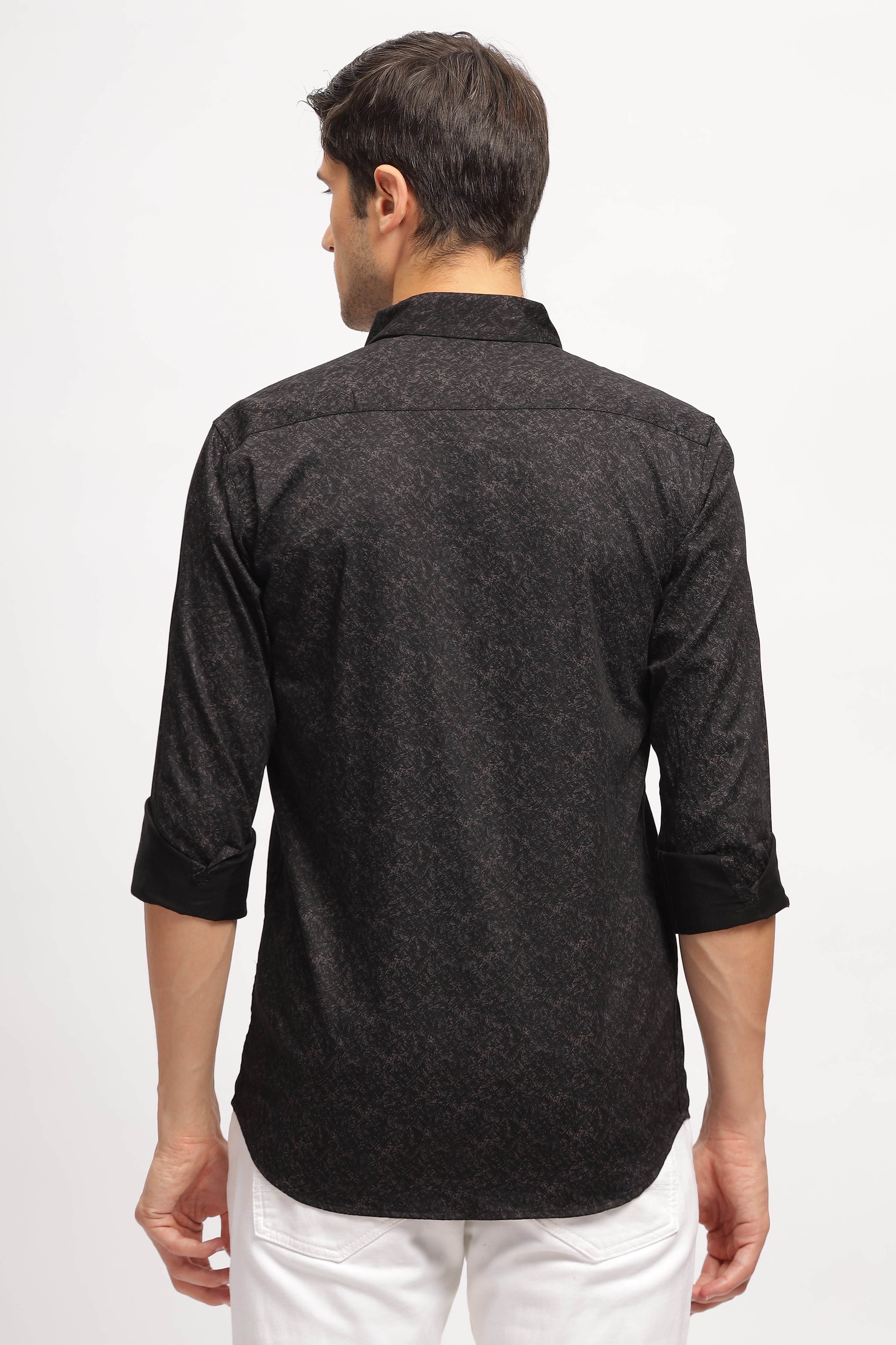 Micro Print Black Casual Shirt