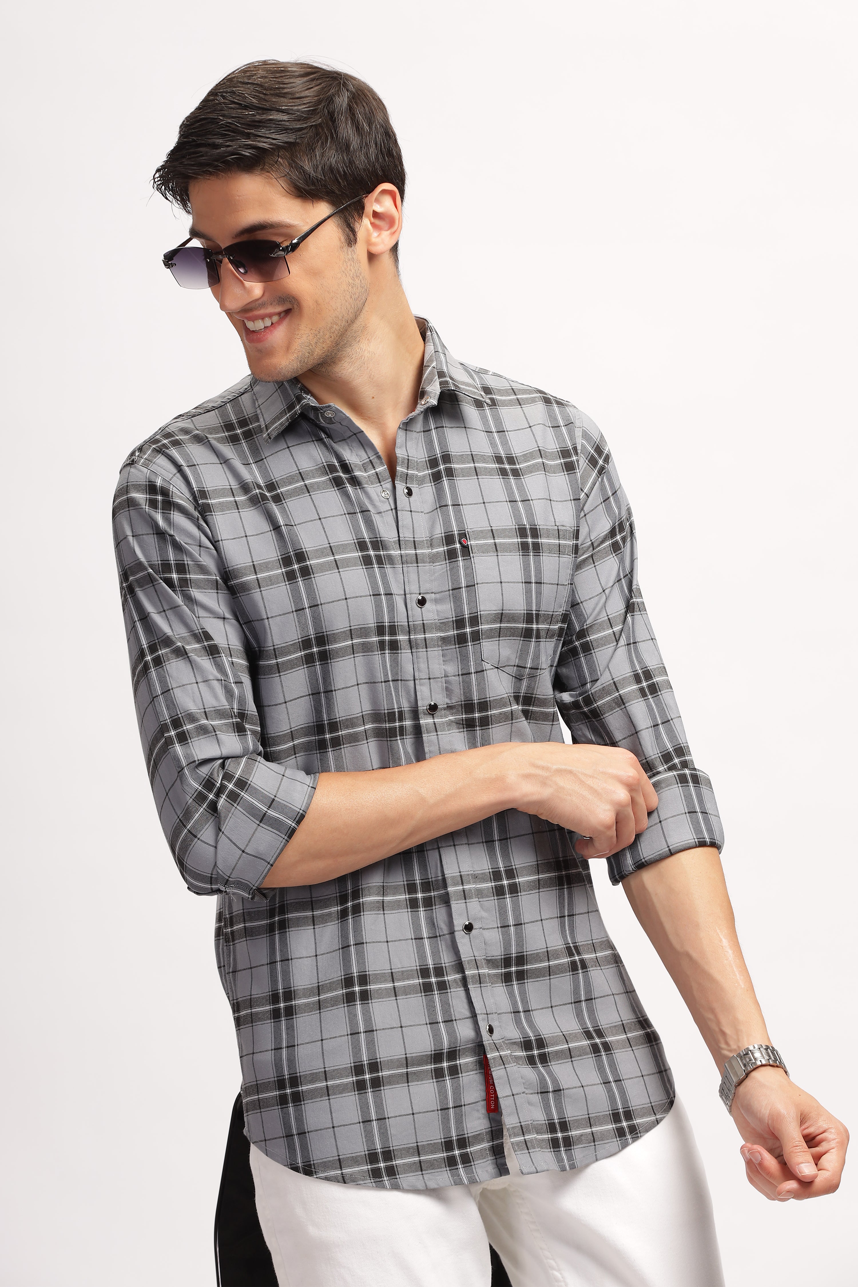 Bold Square Grey Checks Shirt