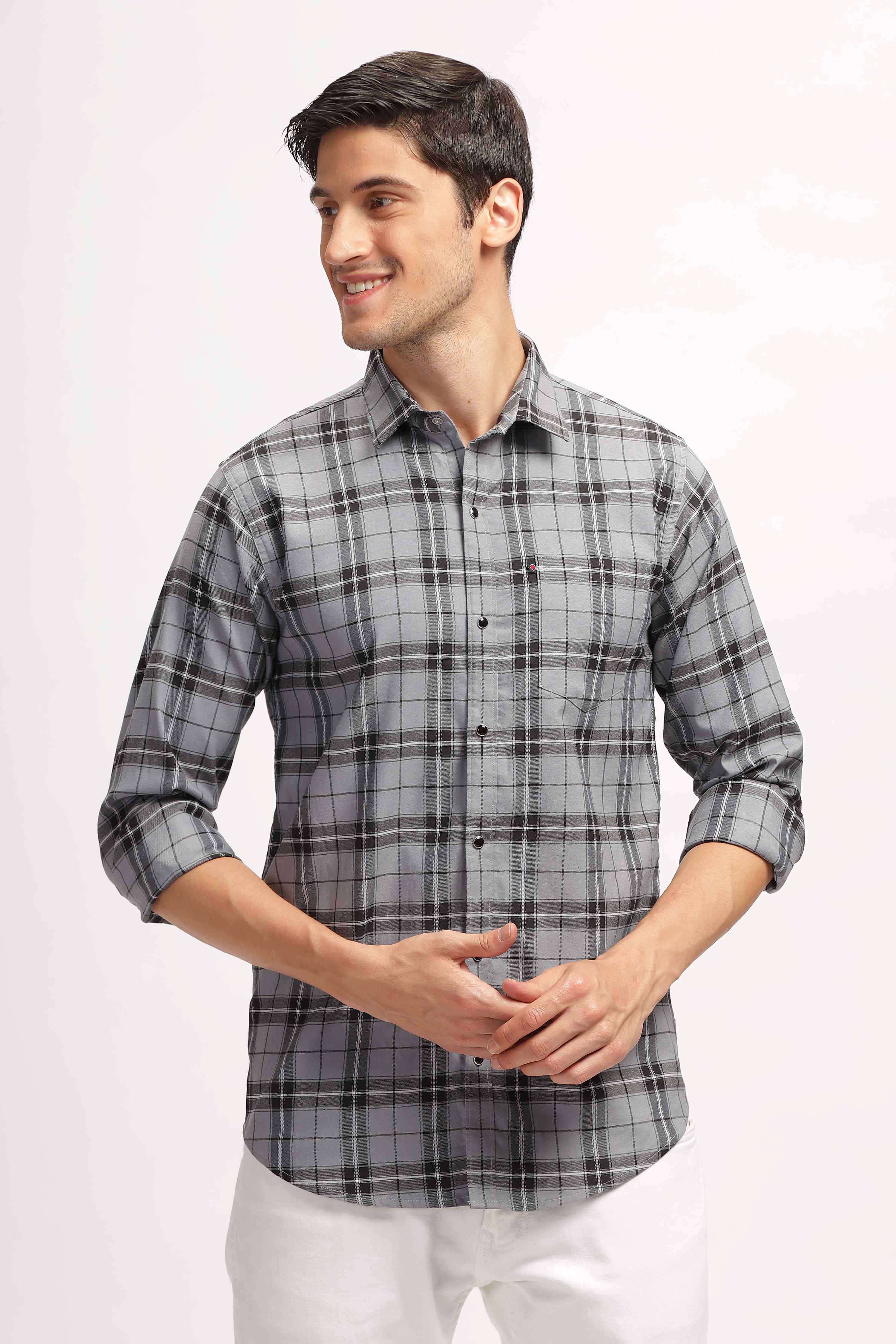 Bold Square Grey Checks Shirt